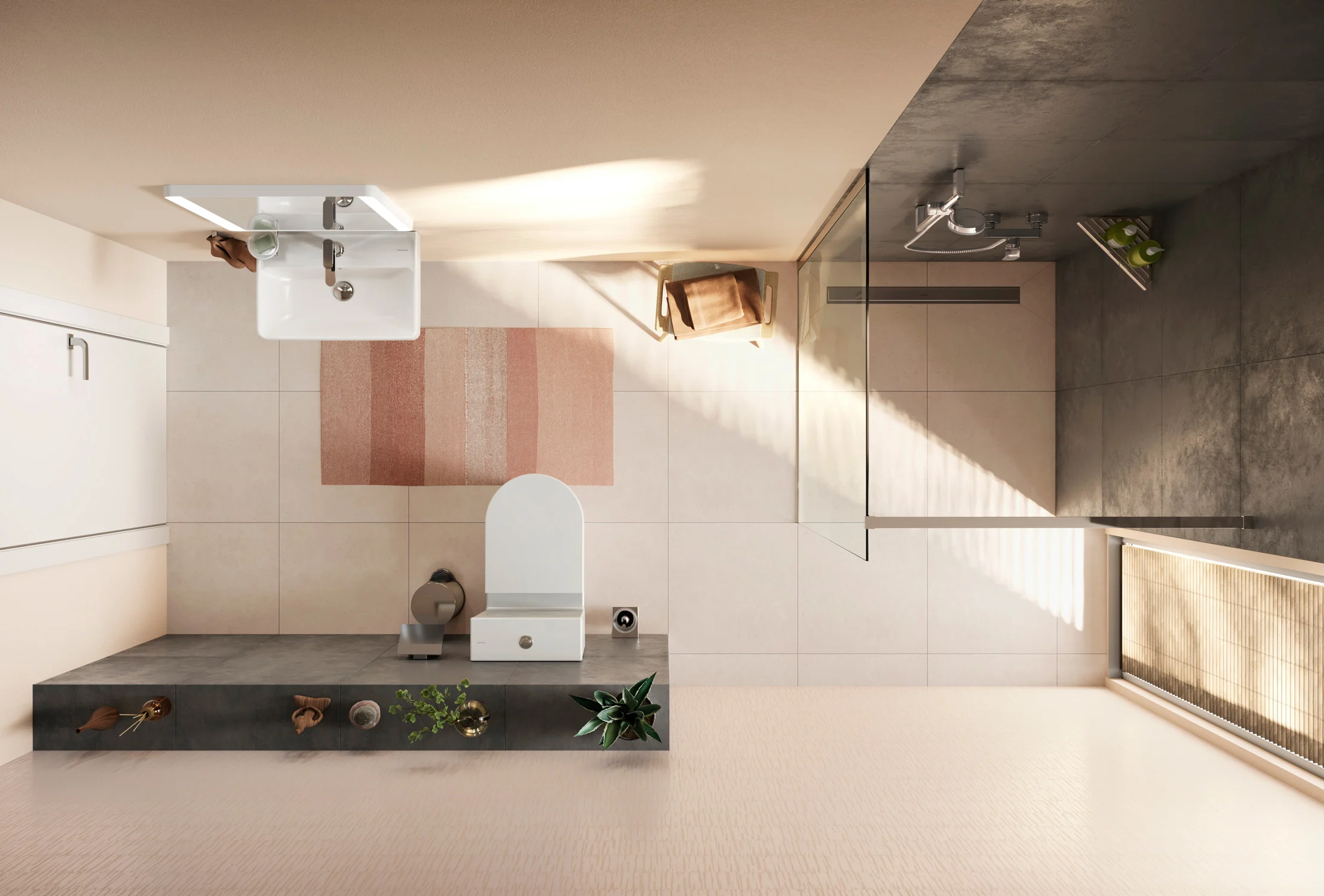 Łazienka z umywalką i prysznicem, hansgrohe