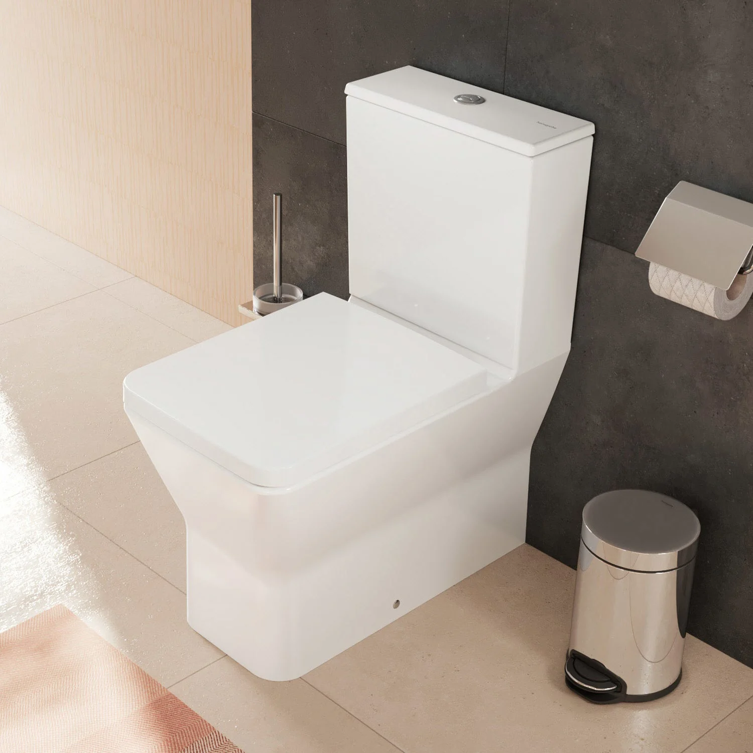 Toaleta stojąca w nowoczesnej łazience, hansgrohe