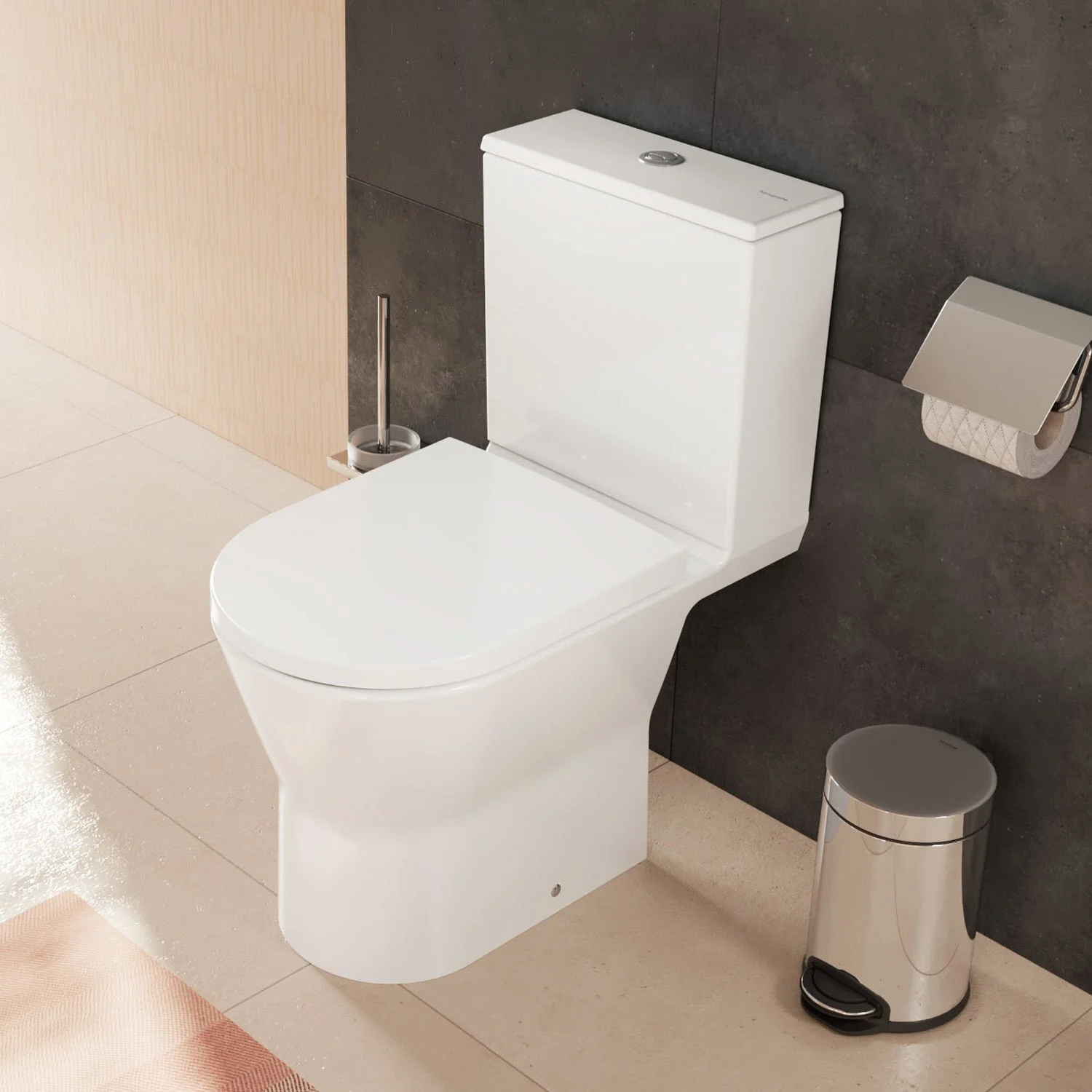 Toaleta stojąca w nowoczesnej łazience, hansgrohe
