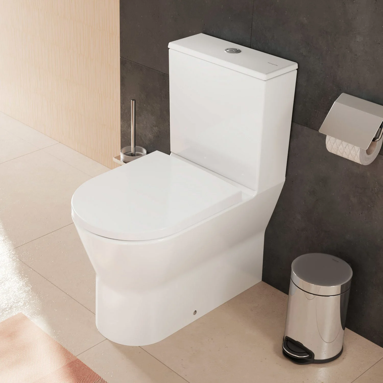 Toaleta stojąca w nowoczesnej łazience, hansgrohe