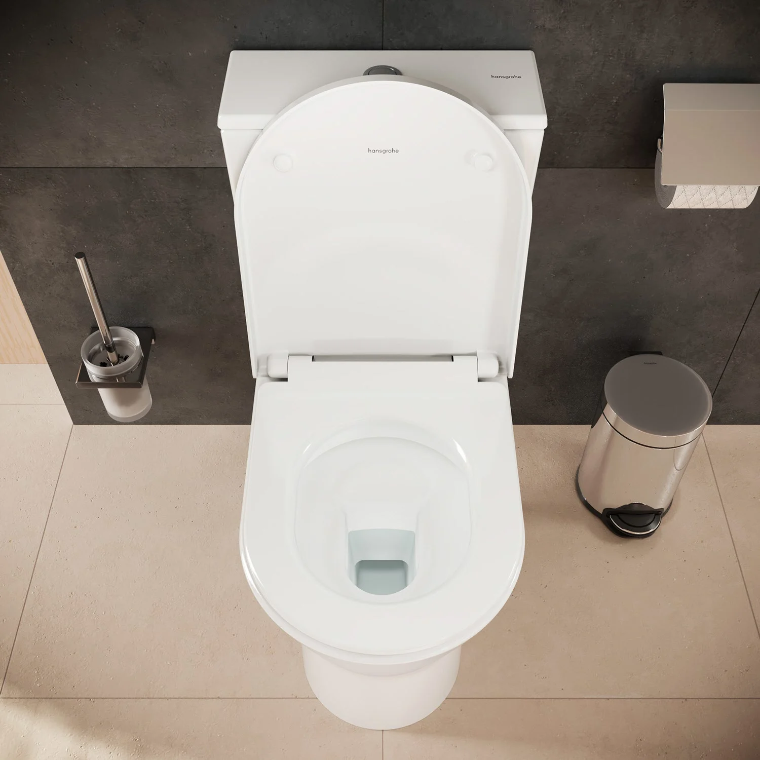 Toaleta stojąca w nowoczesnej łazience, hansgrohe