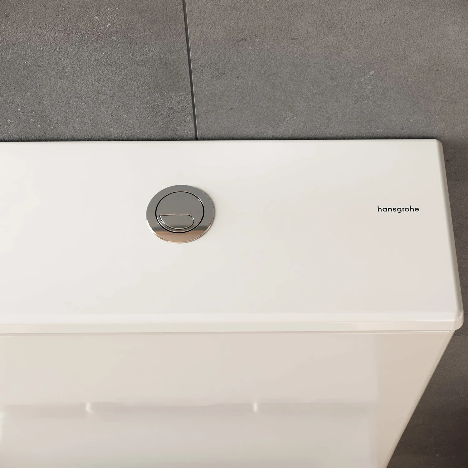 Biały spłuczka na szarym tle, hansgrohe