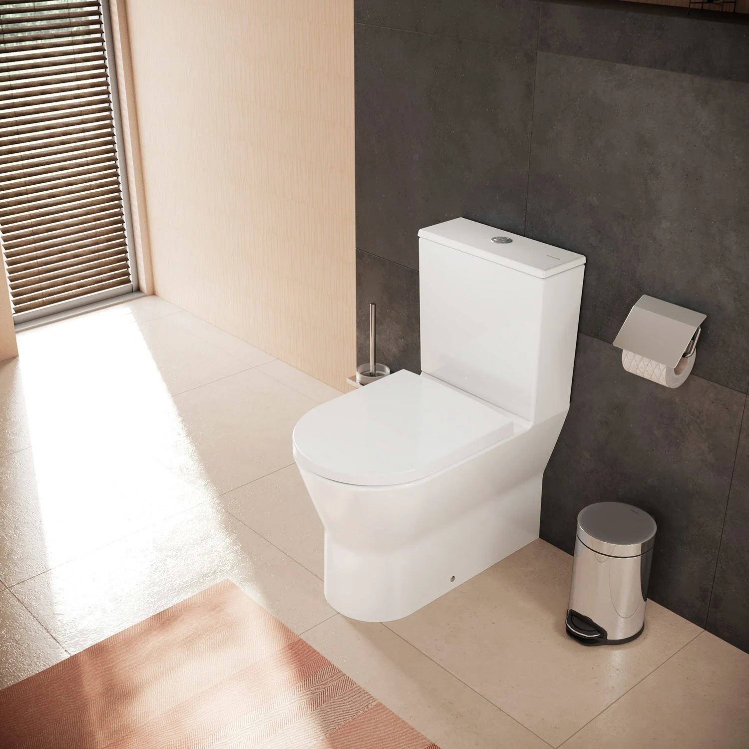 Toaleta stojąca w nowoczesnej łazience, hansgrohe
