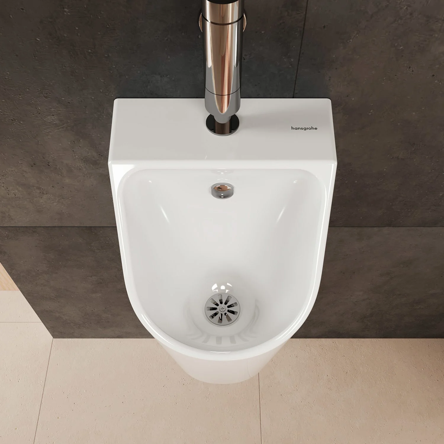 hansgrohe EluPura Original S Urinal mit Zulauf von oben und Ablauf nach unten/hinten spülrandlos, SmartClean Bild 3