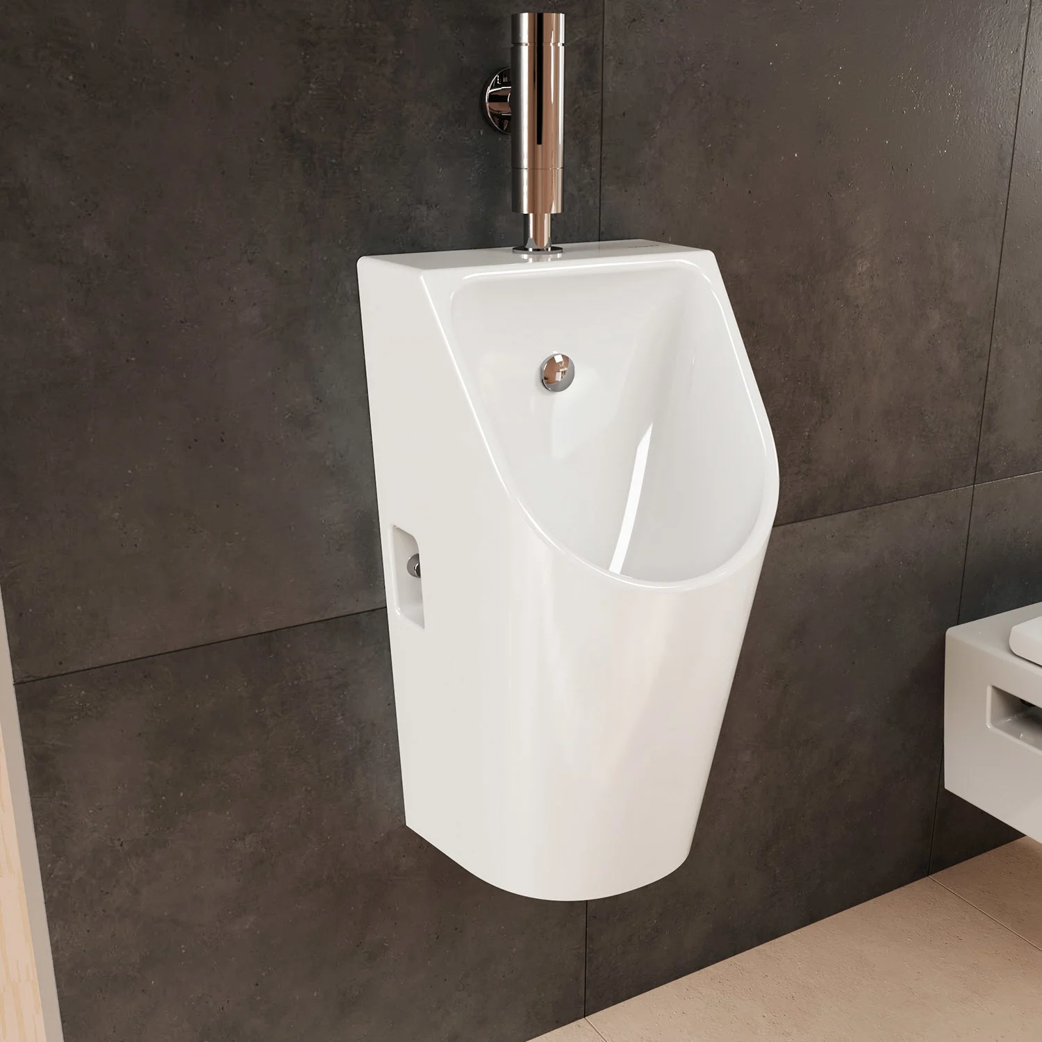 hansgrohe EluPura Original S Urinal mit Zulauf von oben und Ablauf nach unten/hinten spülrandlos, SmartClean Bild 6