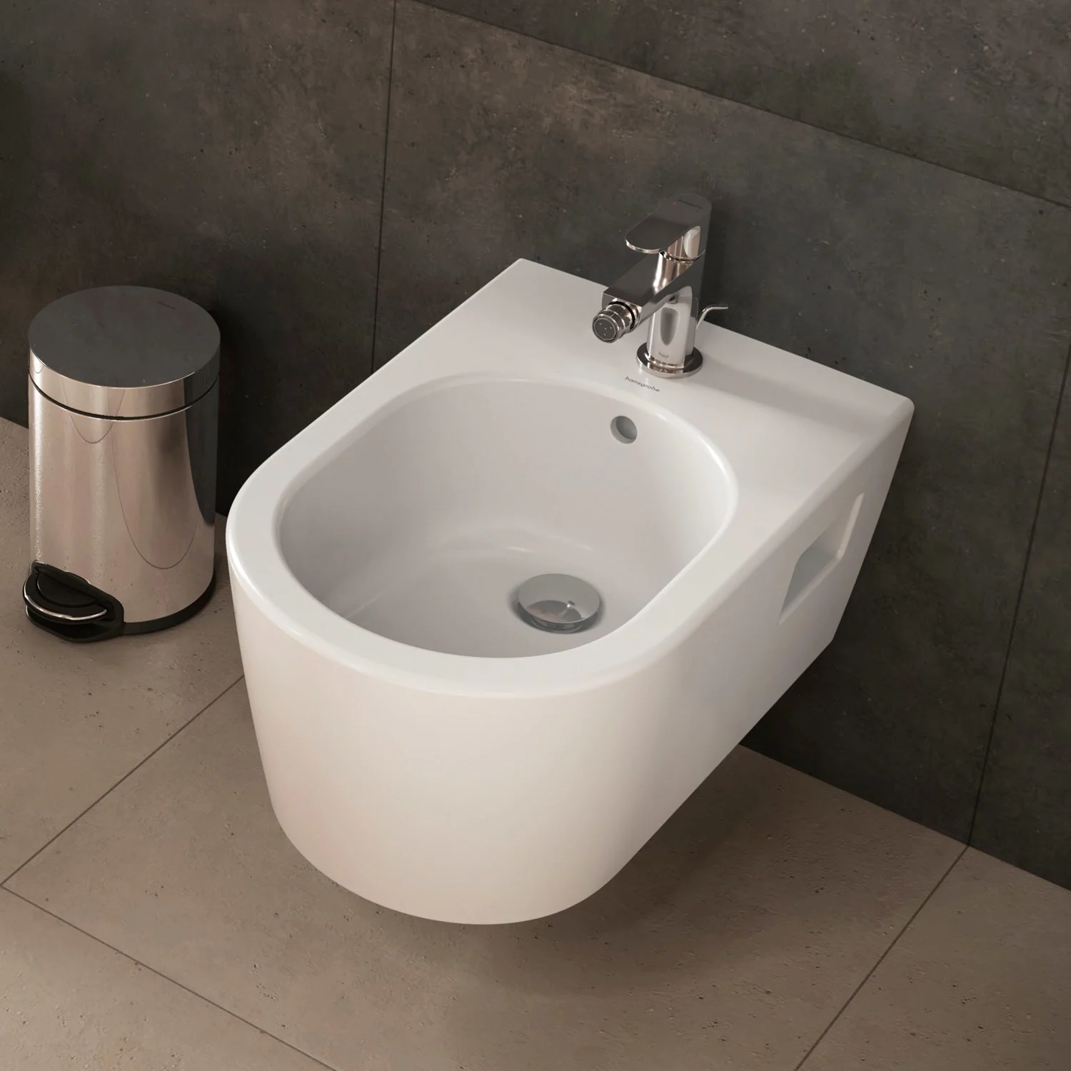 hansgrohe EluPura Original S Wand Bidet 540 mit Hahnloch und Überlauf