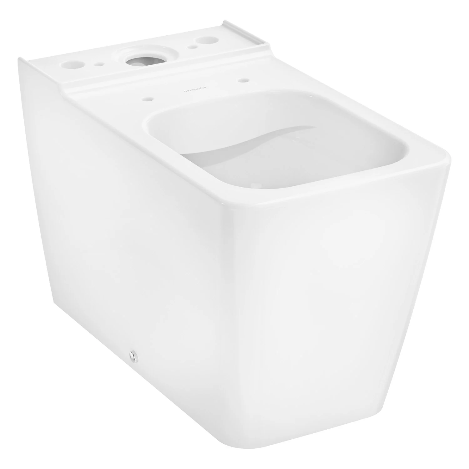 Wycięta boczna widok białej toalety stojącej, hansgrohe