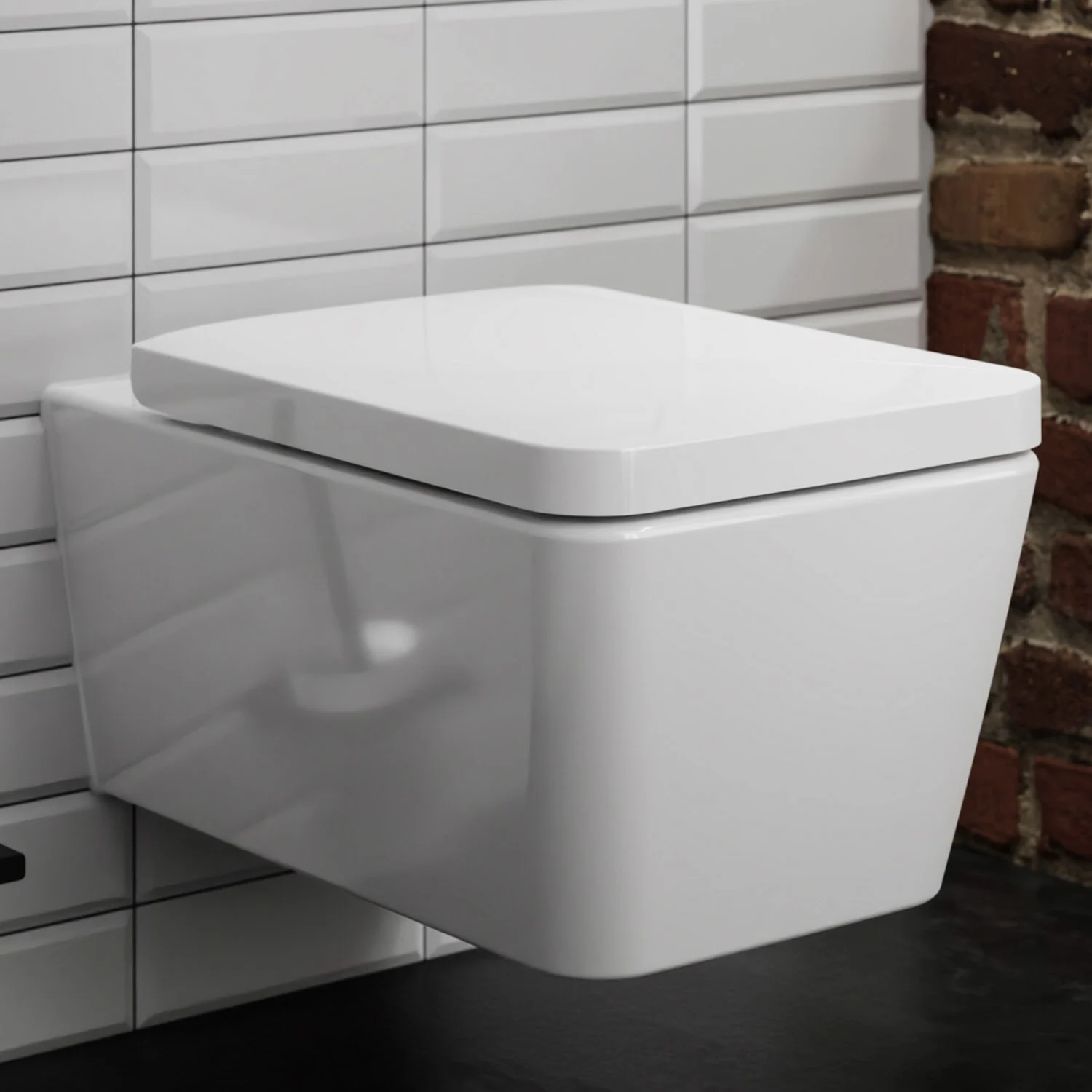 Toaleta podwieszana w nowoczesnej łazience, hansgrohe