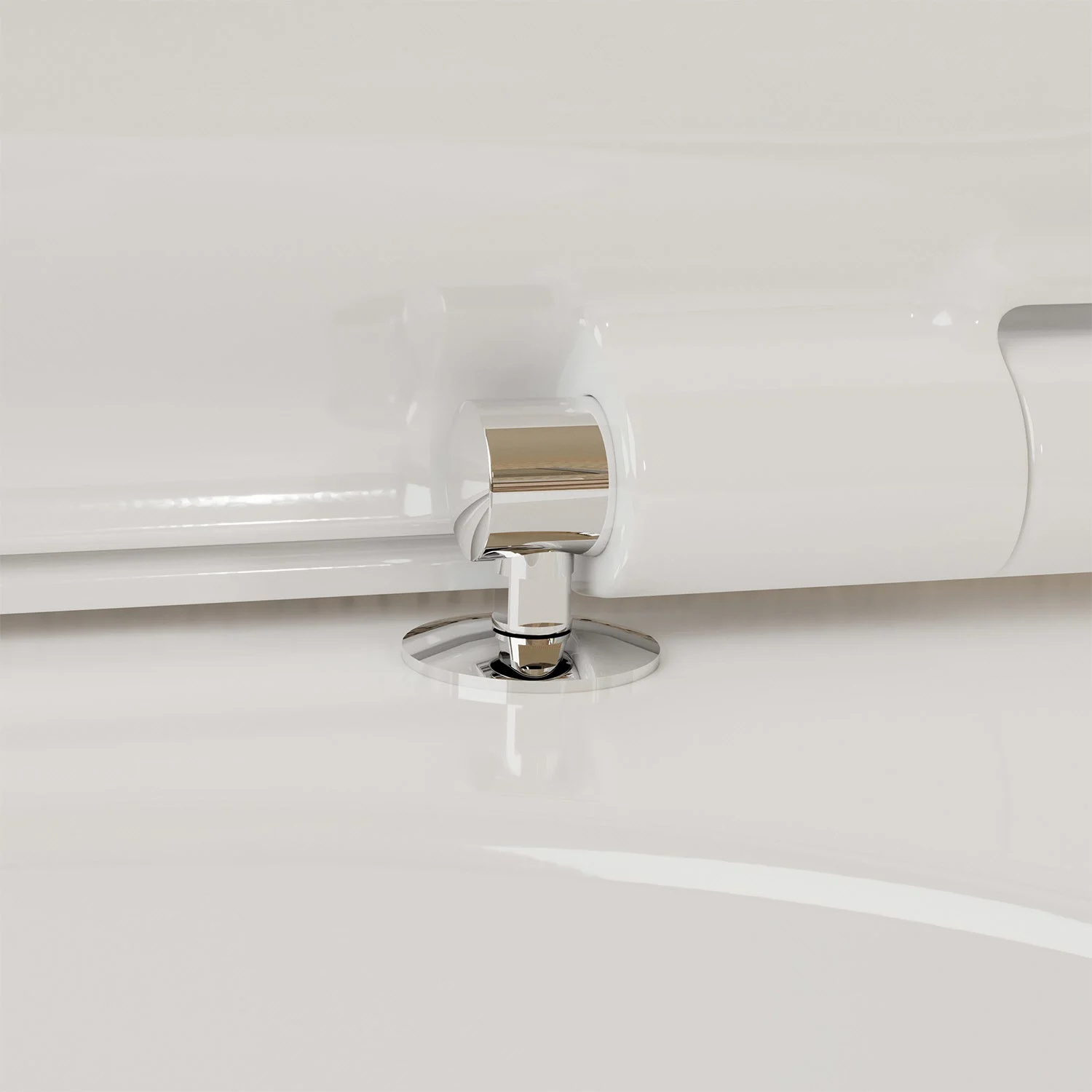 Widok szczegółowy białej deski sedesowej, hansgrohe