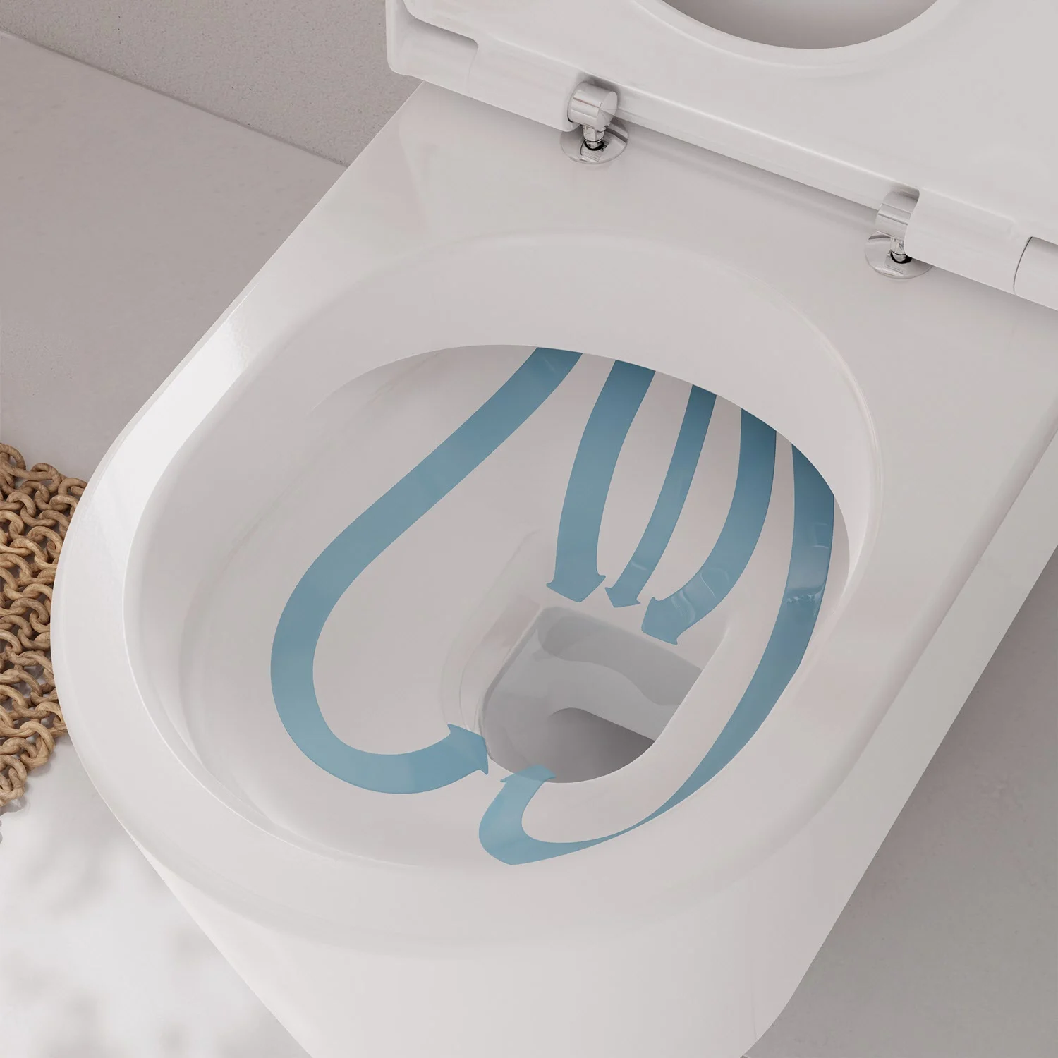 Toaleta z diagramem przepływu wody, hansgrohe