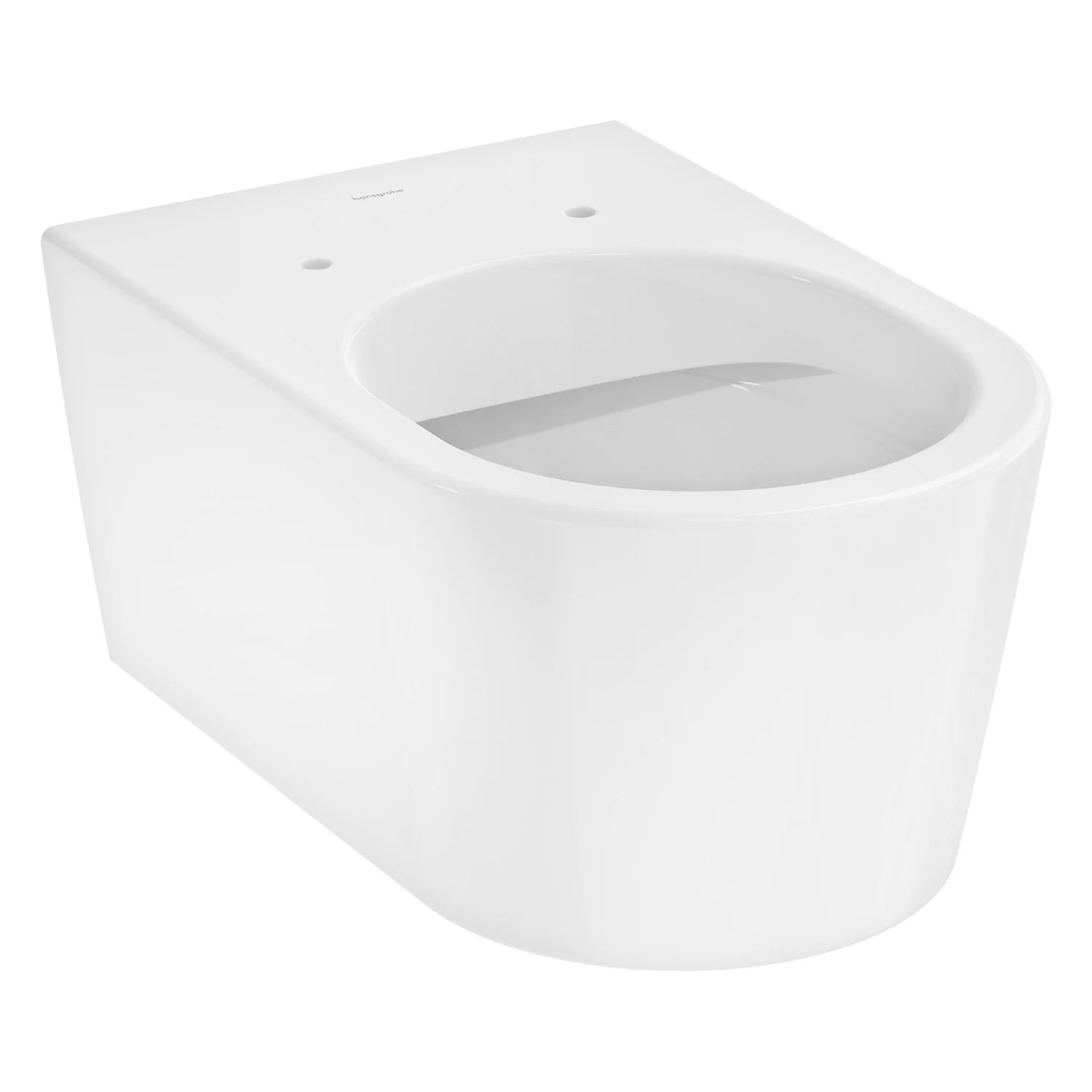 Wycięta biała toaleta wisząca bez pokrywy, hansgrohe