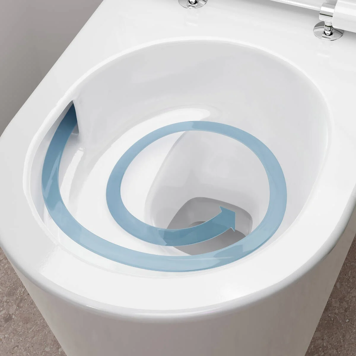 Toaleta z diagramem przepływu wody, hansgrohe