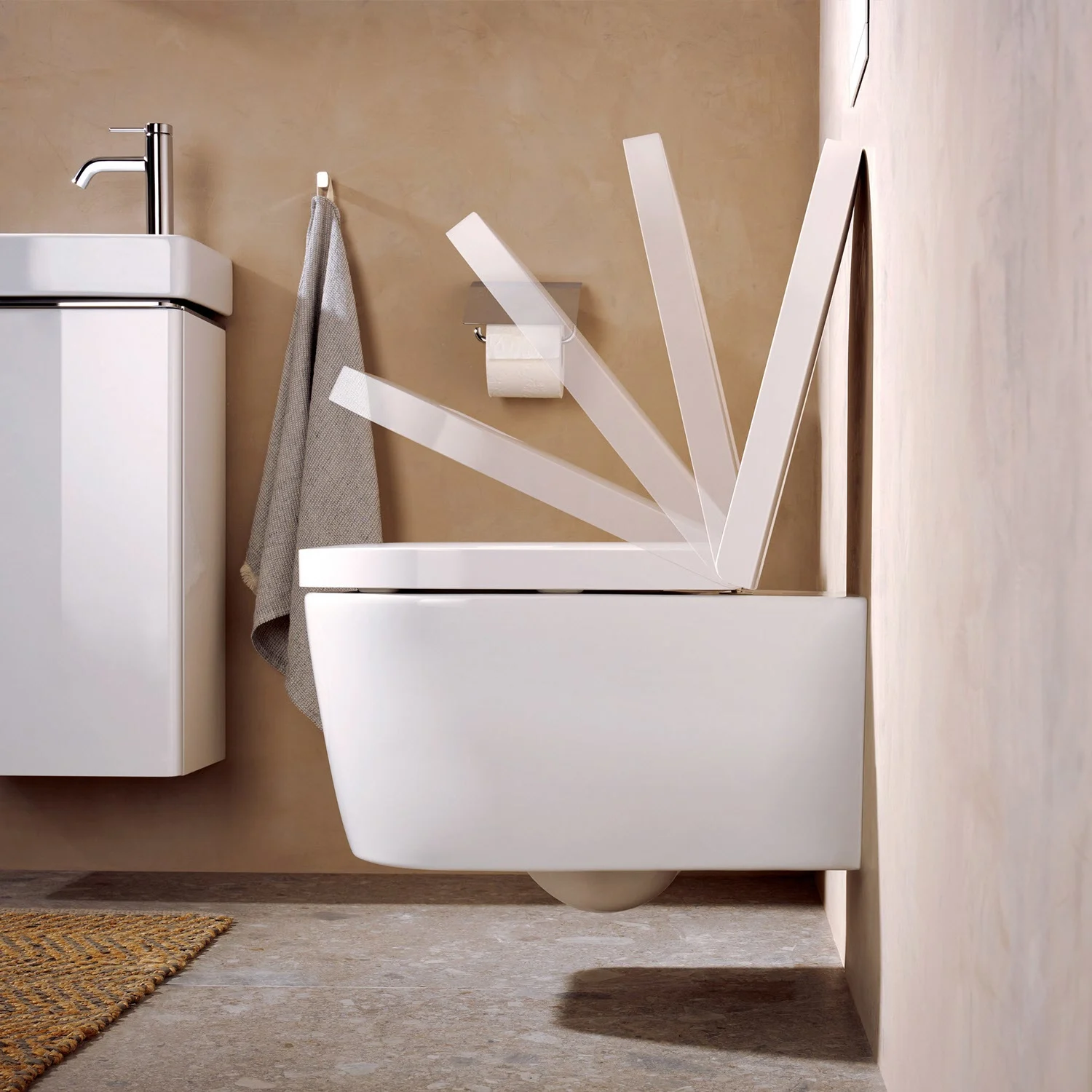 Toaleta wisząca z ruchomą pokrywą, hansgrohe