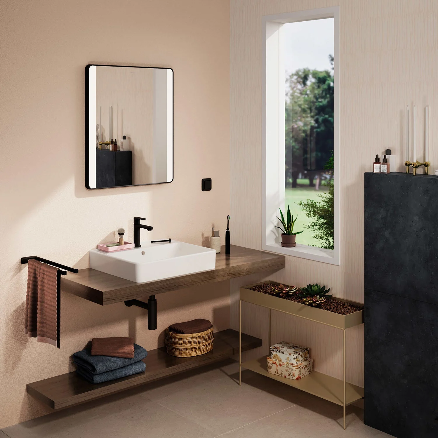 hansgrohe Xanuia Q Aufsatzwaschtisch geschliffen 550/480 mit Hahnloch und Überlauf Bild 9