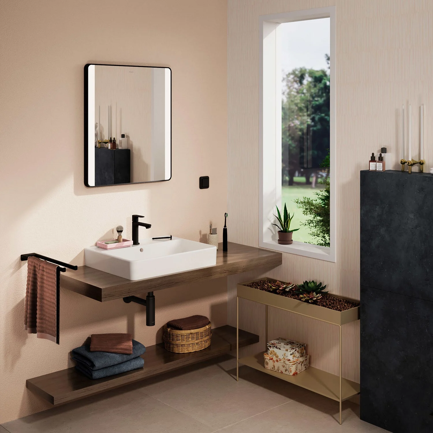 hansgrohe Xanuia Q Aufsatzwaschtisch geschliffen 600/480 mit Hahnloch und Überlauf Bild 9