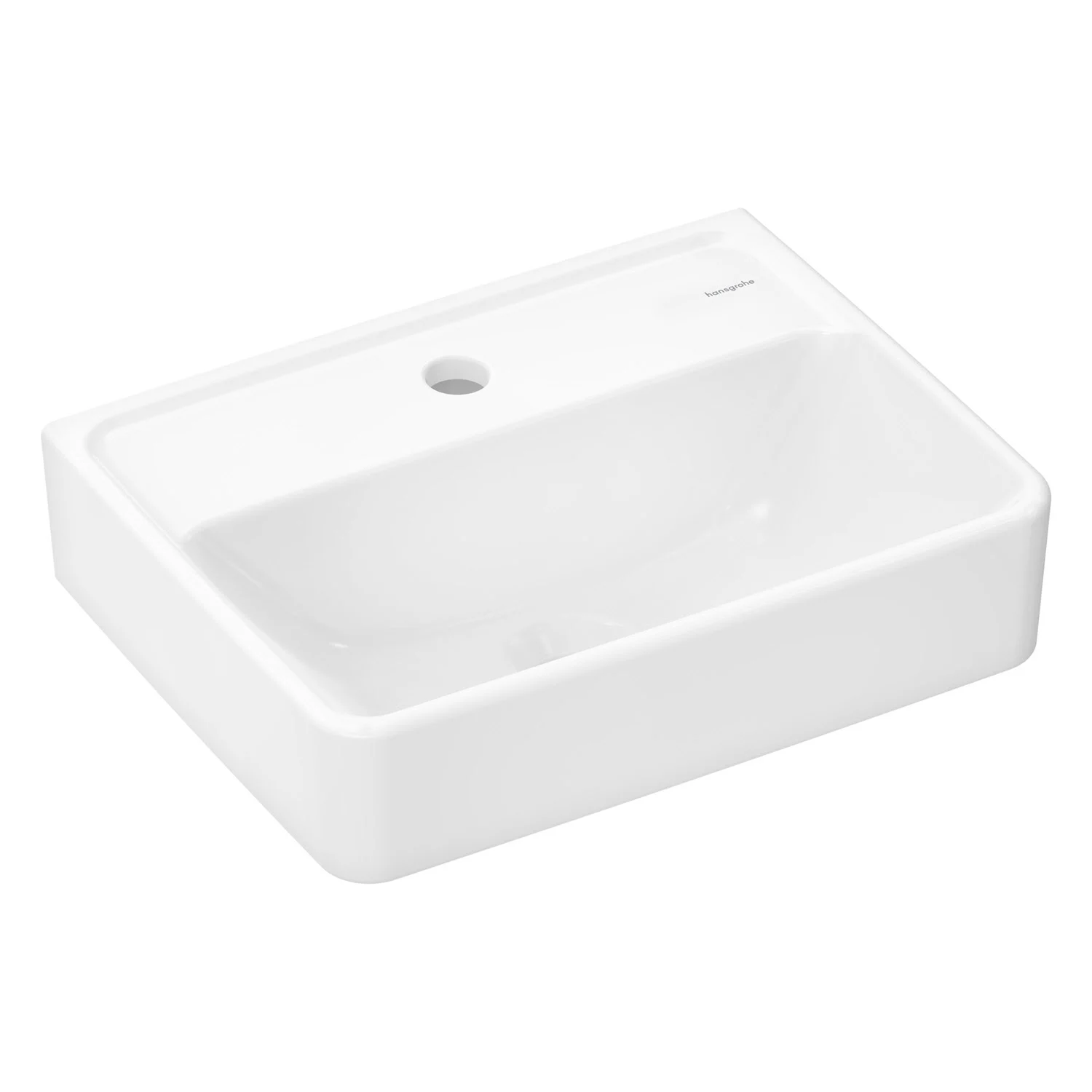 Biała umywalka w widoku bocznym, hansgrohe