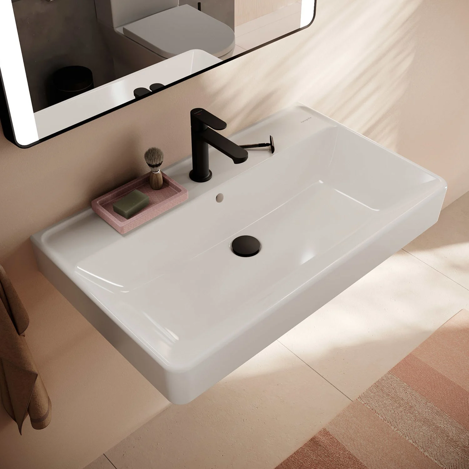 hansgrohe Xanuia Q Waschtisch 800/480 mit Hahnloch und Überlauf, SmartClean