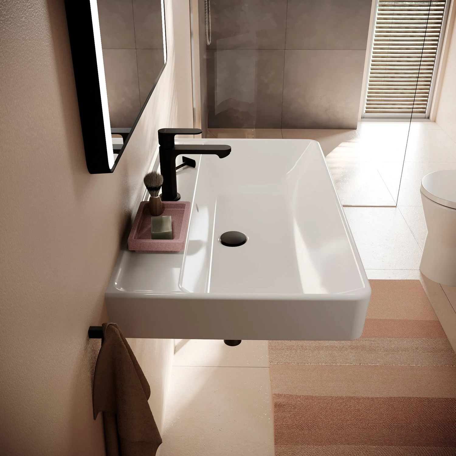 hansgrohe Xanuia Q Waschtisch 800/480 mit Hahnloch und Überlauf, SmartClean Bild 4