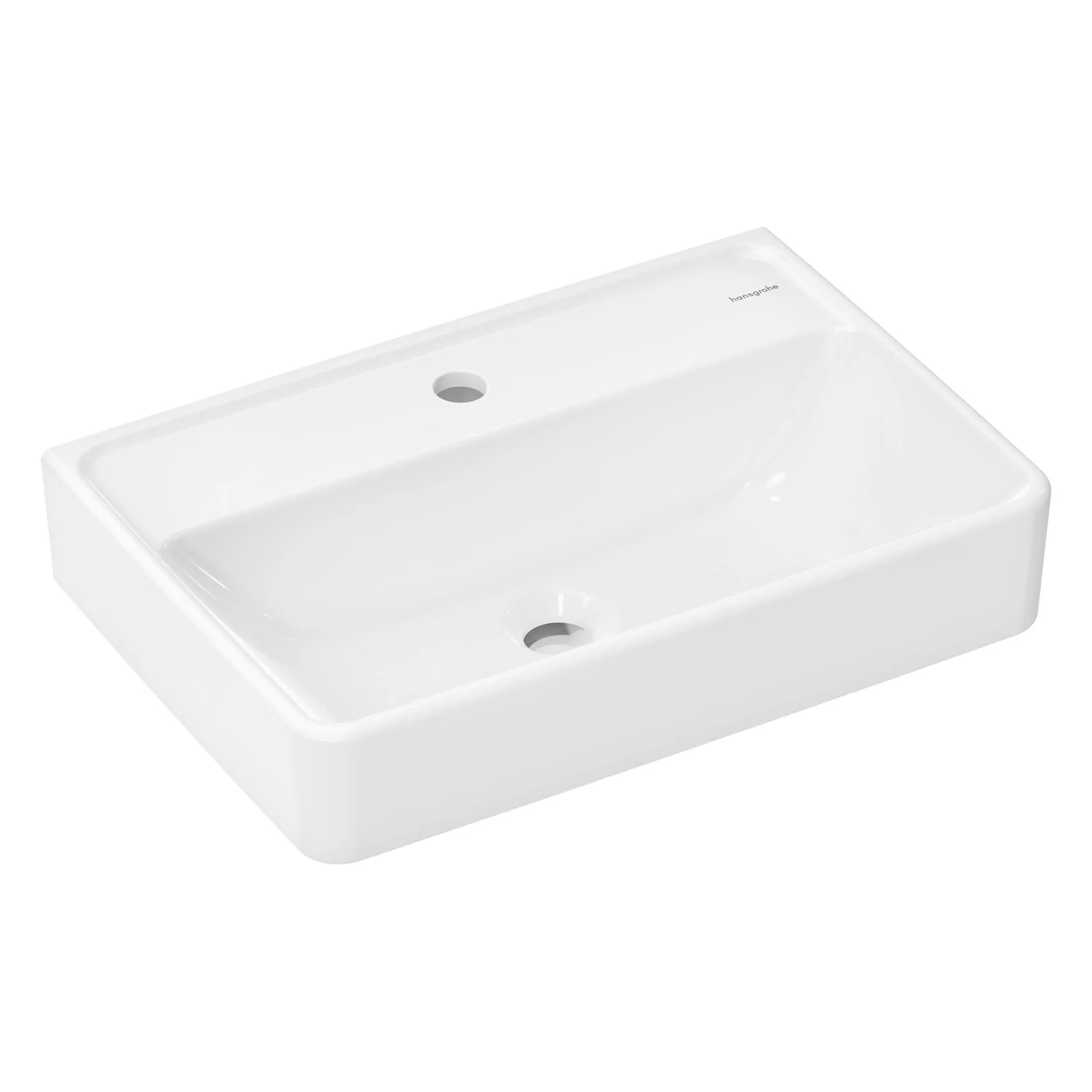 Biała umywalka w widoku z przodu, hansgrohe