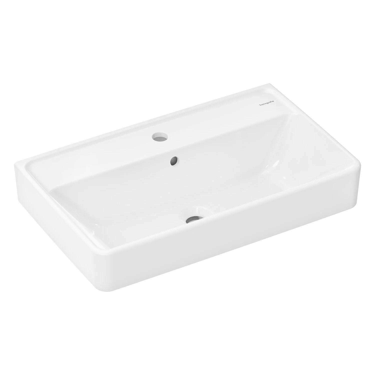 Biała umywalka w widoku z przodu, hansgrohe