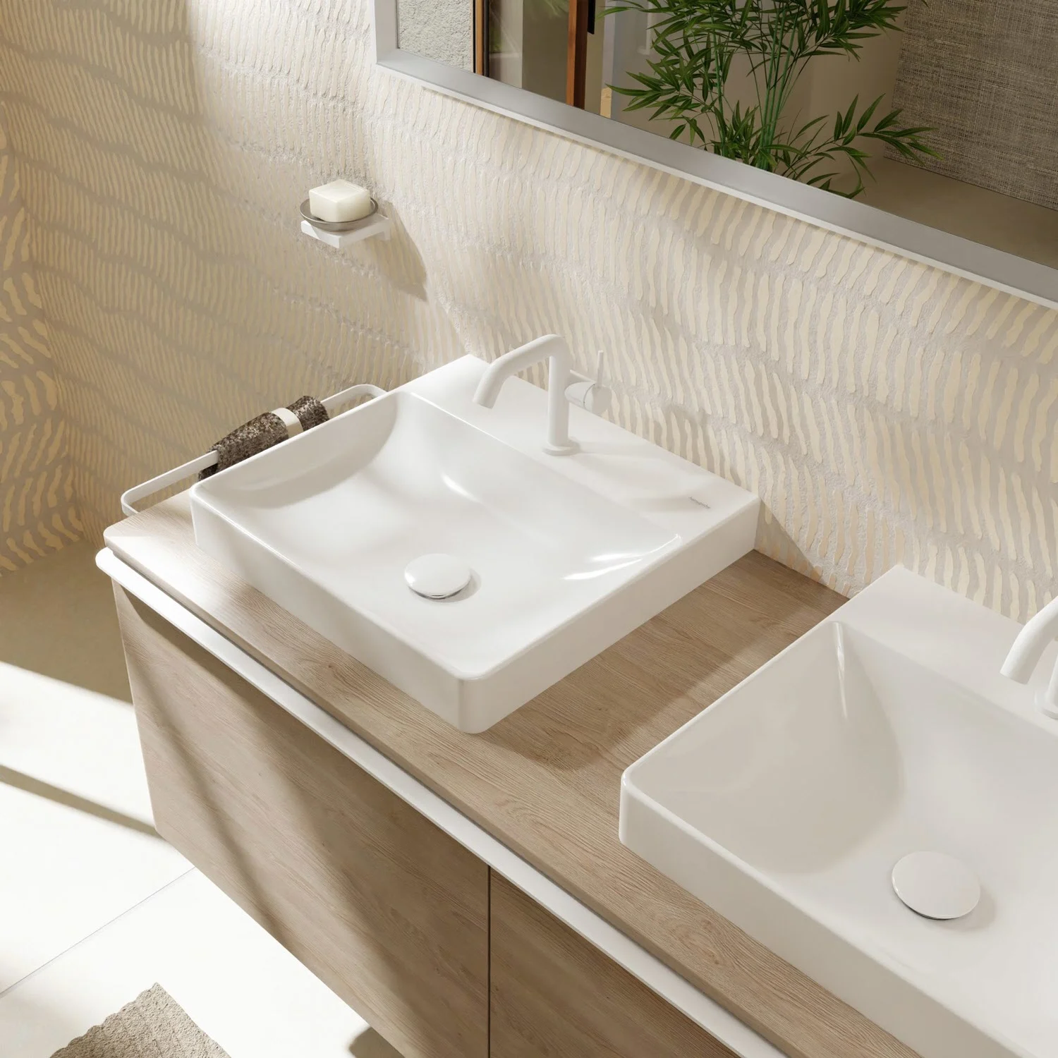 hansgrohe Xelu Q Aufsatz-Handwaschbecken 50 x 48 cm geschliffen, mit 1 Hahnloch Bild 7