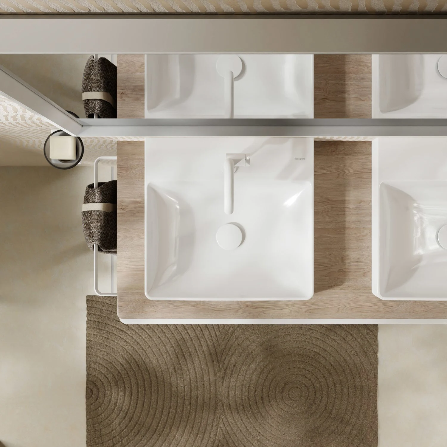 hansgrohe Xelu Q Aufsatz-Handwaschbecken 50 x 48 cm geschliffen, mit 1 Hahnloch Bild 8