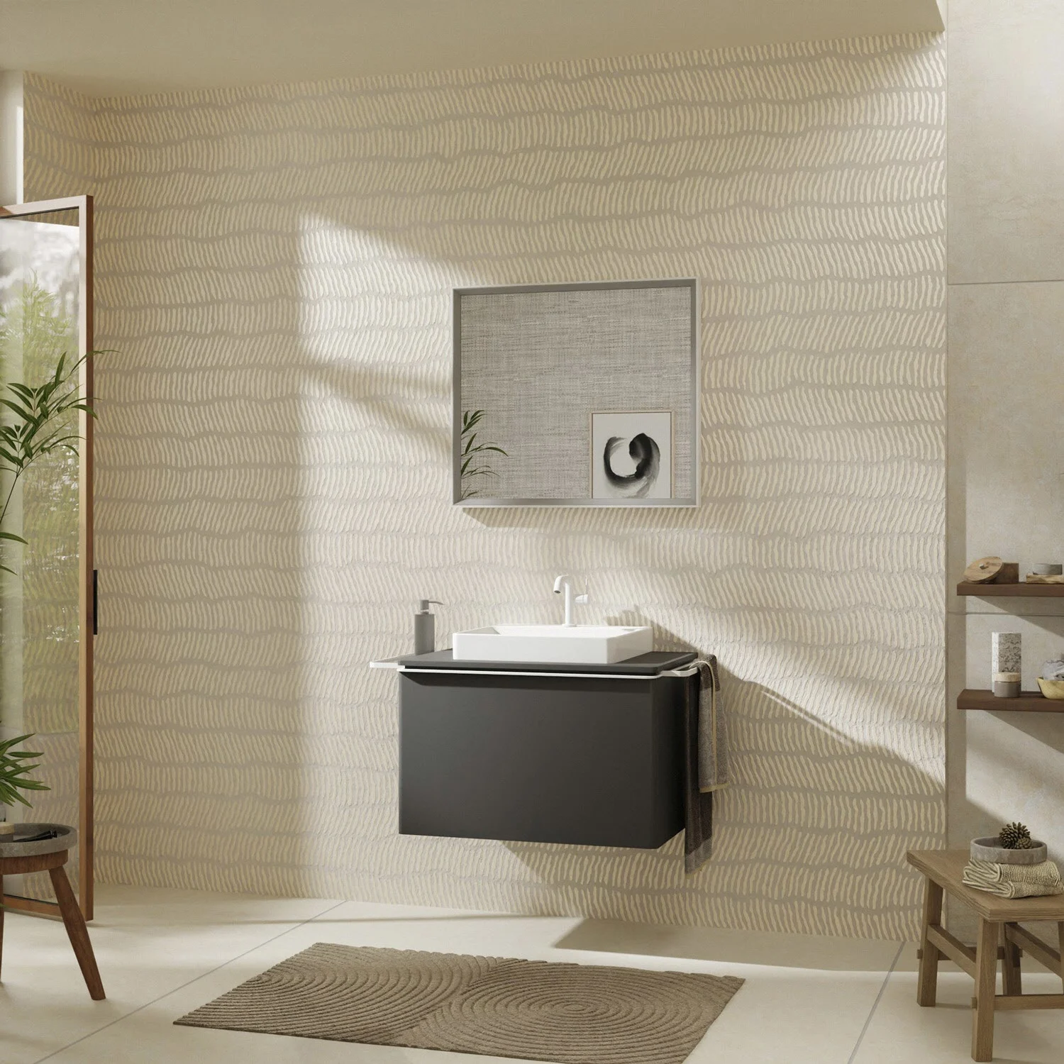 hansgrohe Xelu Q Aufsatz-Handwaschbecken 50 x 48 cm geschliffen, mit 1 Hahnloch Bild 11