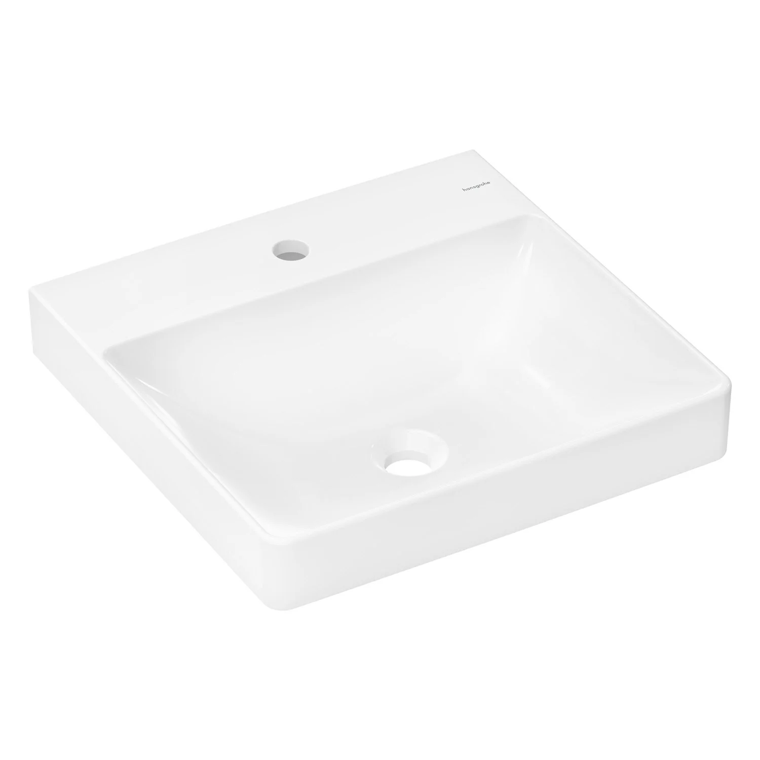 Biała umywalka w widoku bocznym, hansgrohe