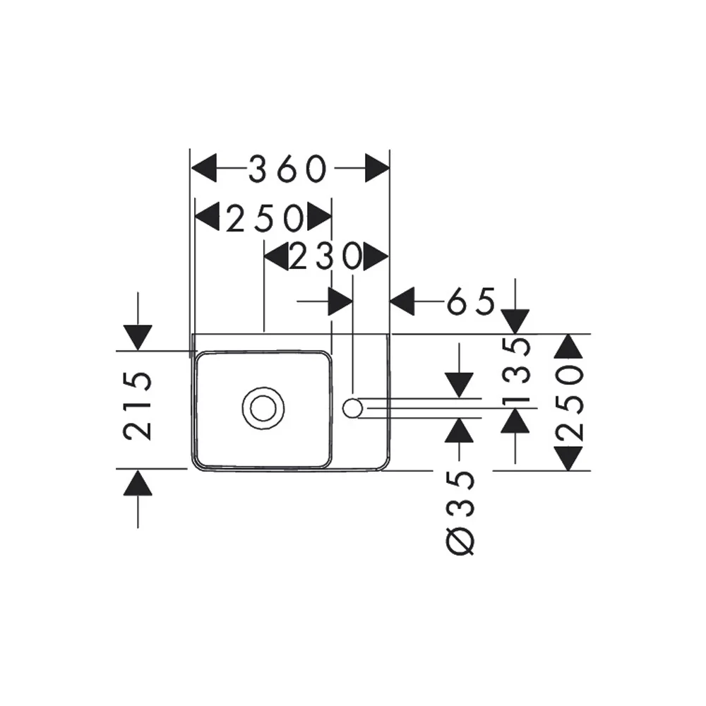 Rysunek techniczny umywalki, hansgrohe