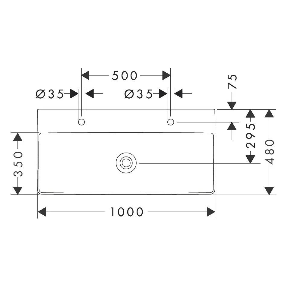 hansgrohe Xelu Q Waschbecken 100 x 48 cm ungeschliffen, mit 2x 1 Hahnloch Bild 5