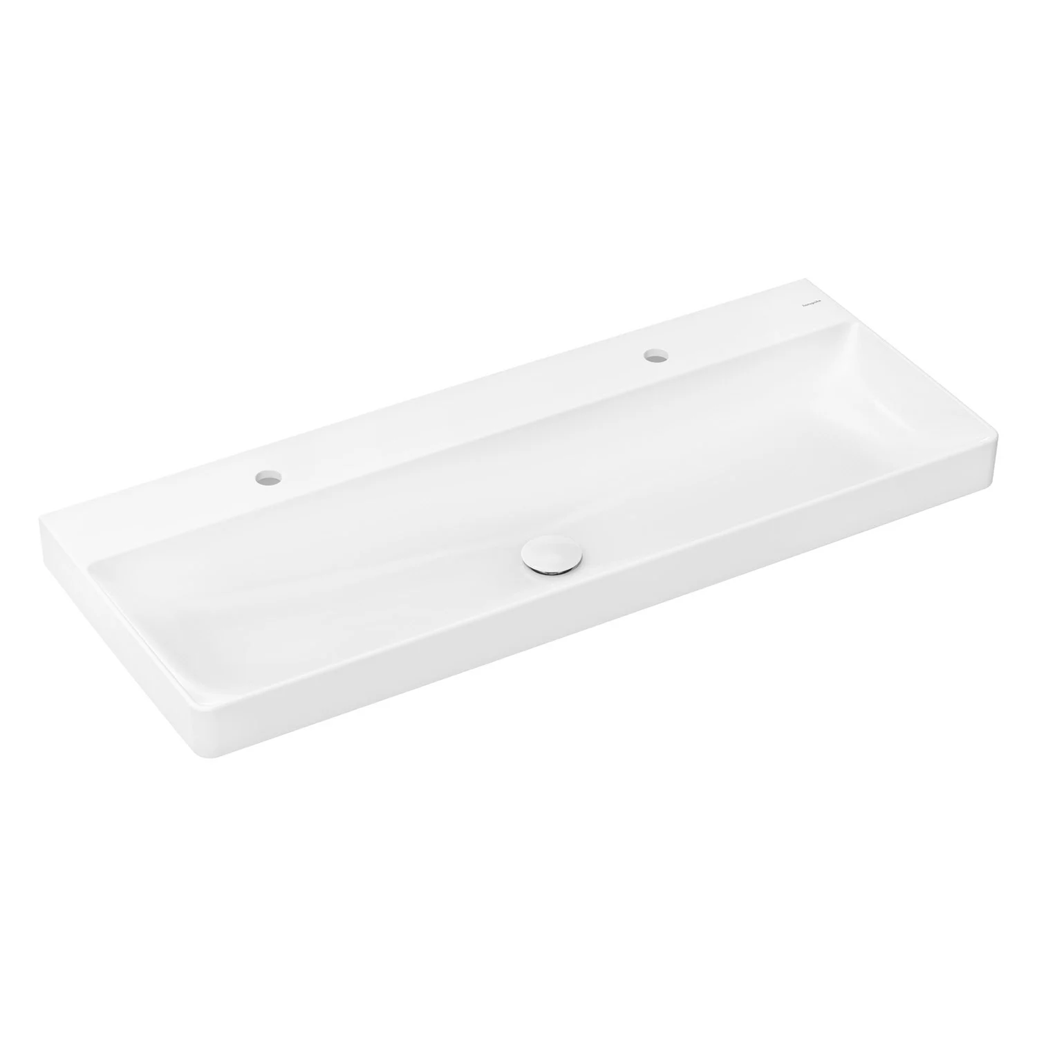 Biała umywalka w widoku z przodu, hansgrohe