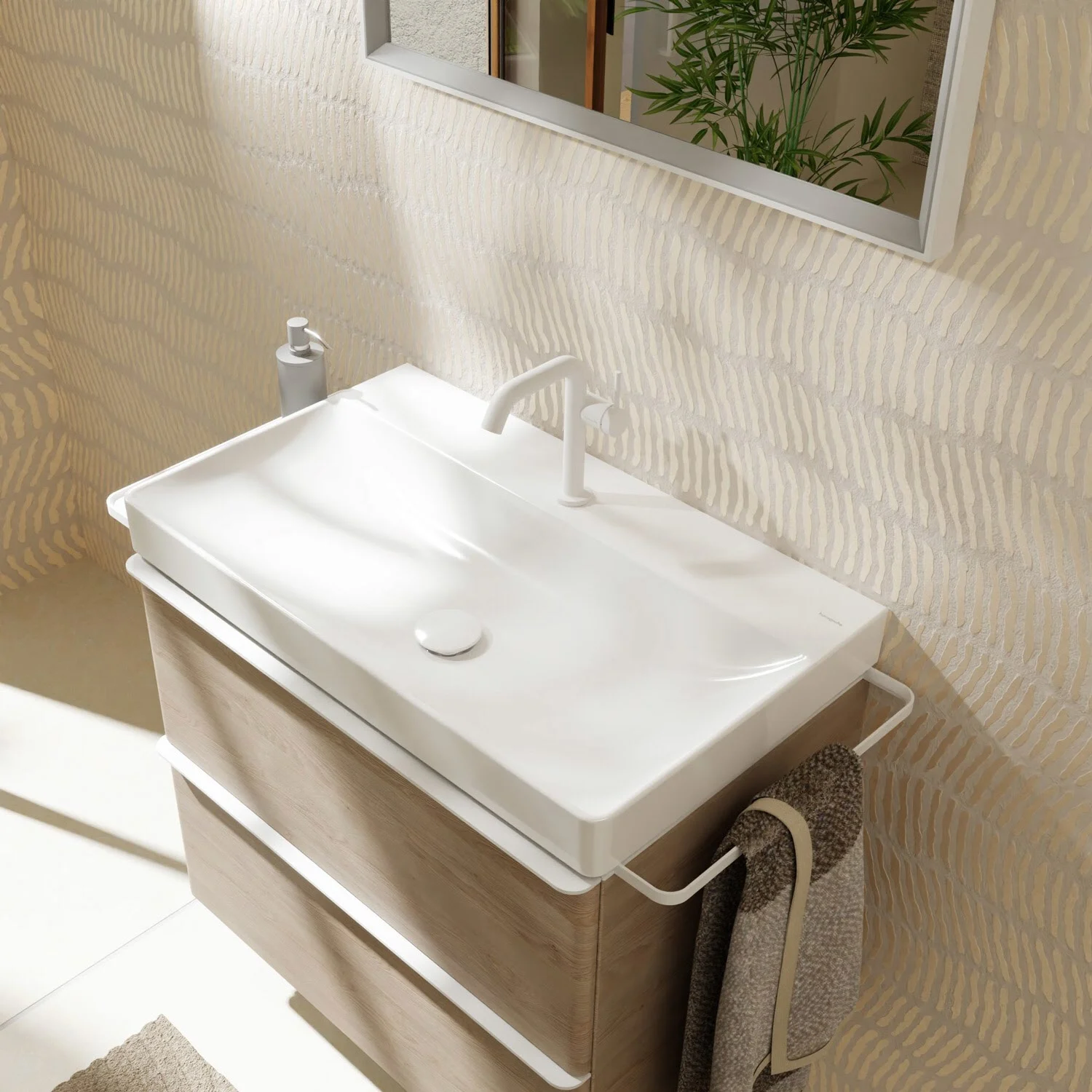 hansgrohe Xelu Q Waschbecken 80 x 48 cm ungeschliffen, mit 1 Hahnloch Bild 6