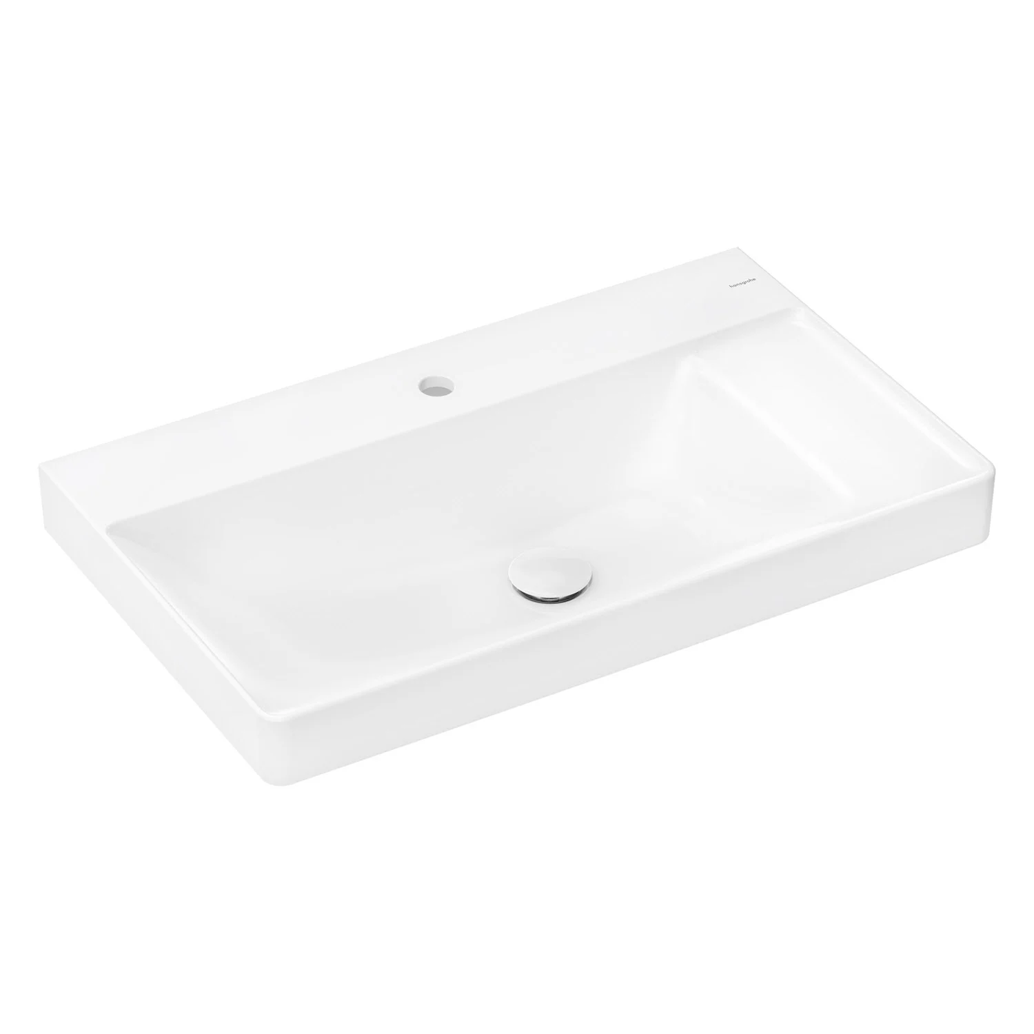 Biała umywalka w widoku z przodu, hansgrohe