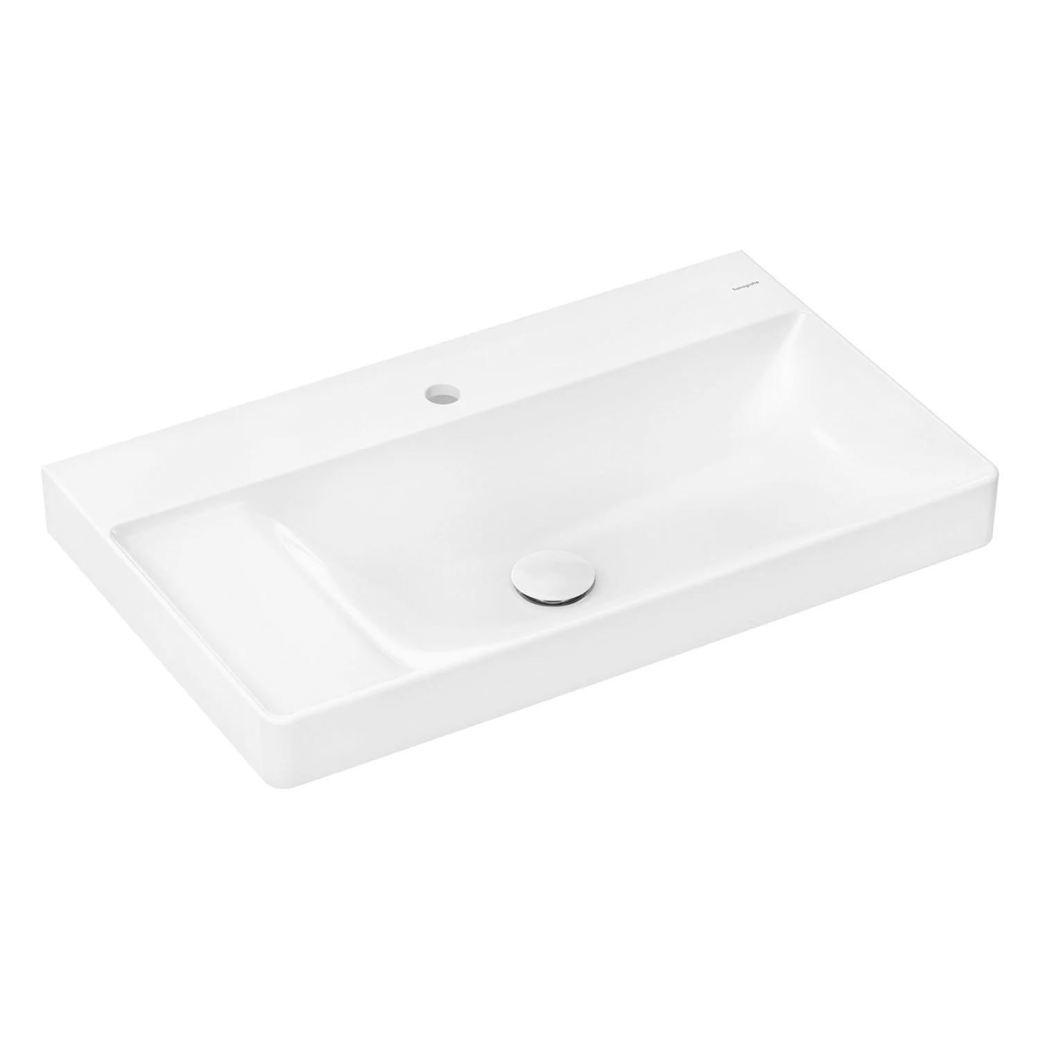 Biała umywalka w widoku z przodu, hansgrohe