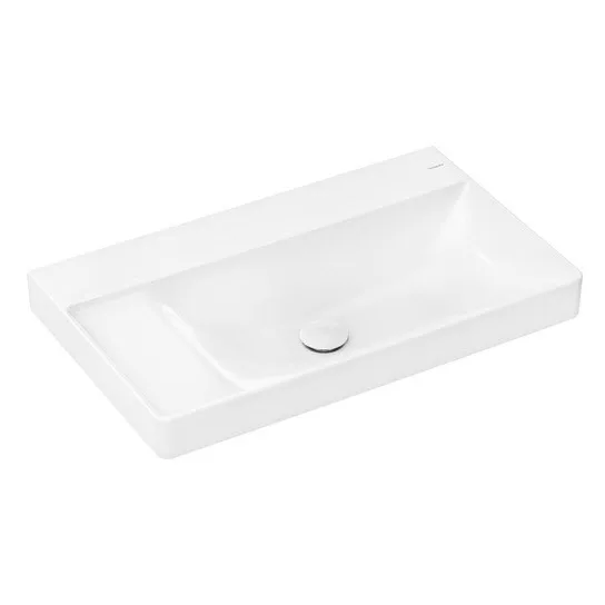 Biała umywalka w widoku z przodu, hansgrohe