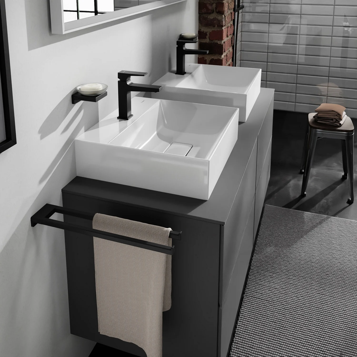 hansgrohe Xevolos E Aufsatz-Handwaschbecken 50 x 48 cm mit Hahnloch ohne Überlauf Bild 8
