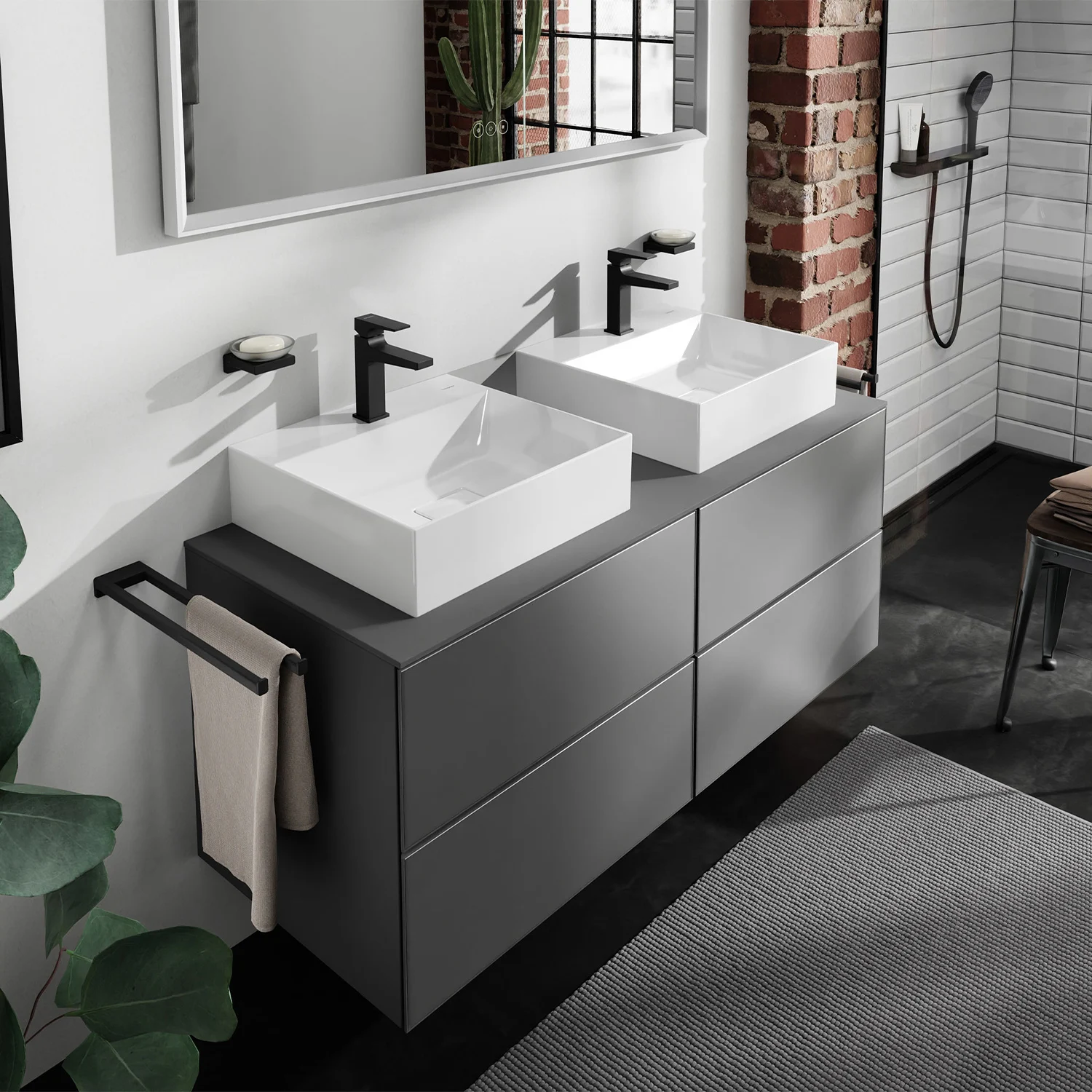 hansgrohe Xevolos E Aufsatz-Handwaschbecken 50 x 48 cm mit Hahnloch ohne Überlauf Bild 9