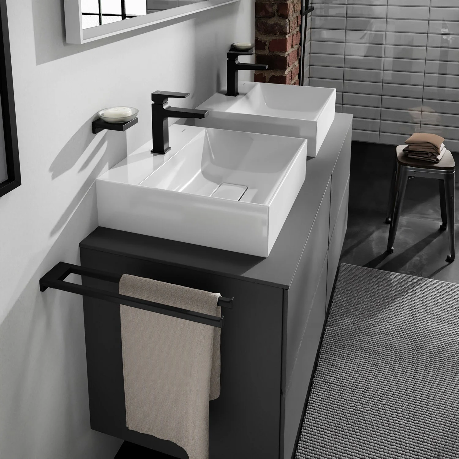 hansgrohe Xevolos E Aufsatz-Handwaschbecken 50 x 48 cm mit Hahnloch ohne Überlauf Bild 7