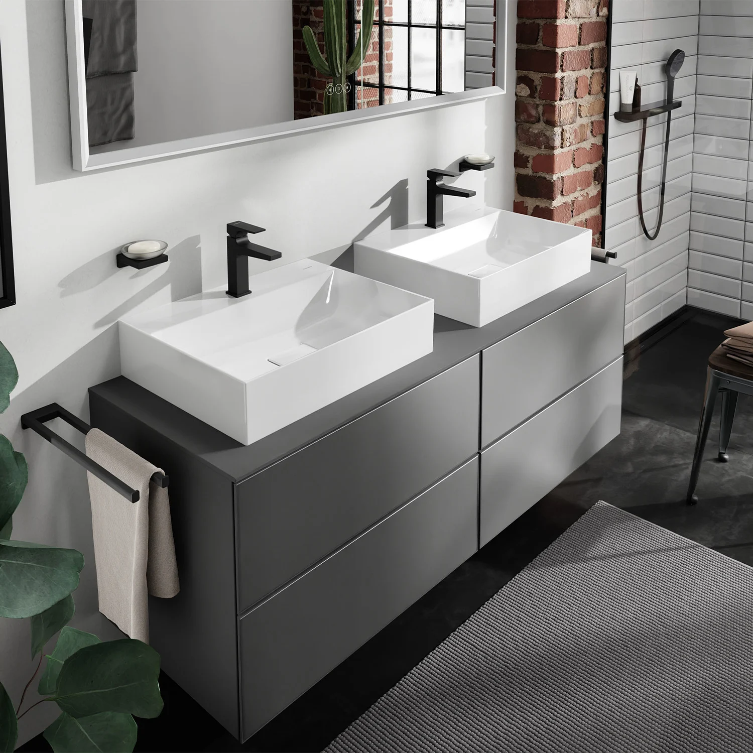 hansgrohe Xevolos E Aufsatzwaschtisch geschliffen 60 x 48 cm mit Hahnloch ohne Überlauf Bild 9