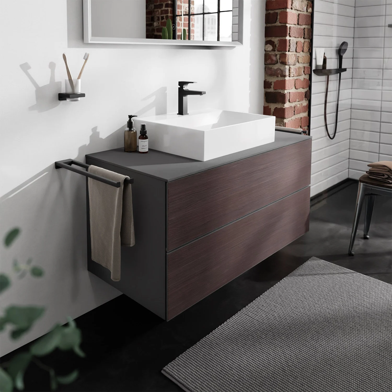 hansgrohe Xevolos E Aufsatzwaschtisch geschliffen 60 x 48 cm mit Hahnloch ohne Überlauf Bild 10