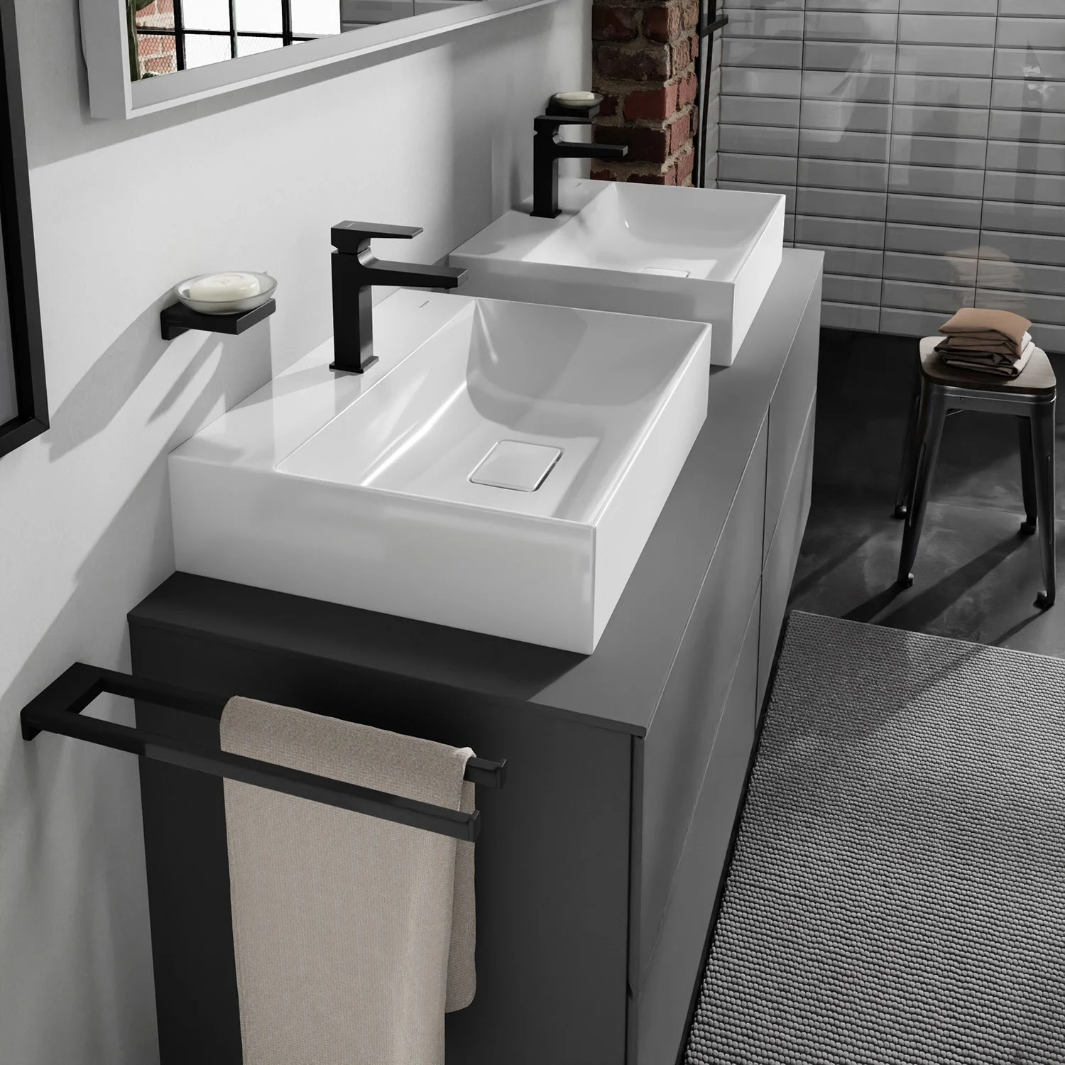 hansgrohe Xevolos E Aufsatzwaschtisch geschliffen 60 x 48 cm mit Hahnloch ohne Überlauf Bild 7