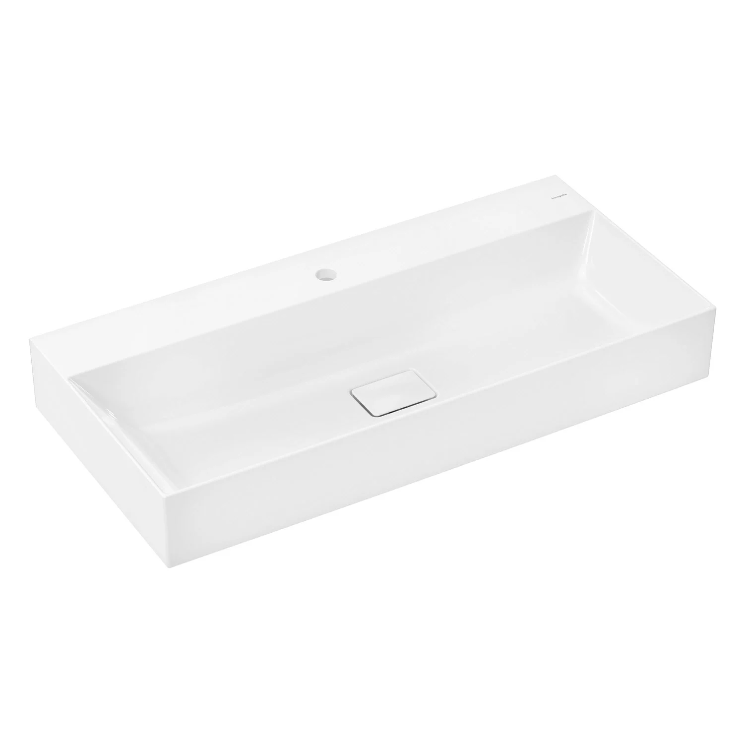 Biała umywalka w widoku z przodu, hansgrohe