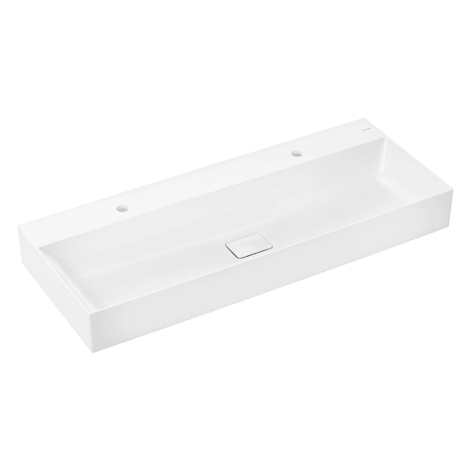 Biała umywalka w widoku z przodu, hansgrohe