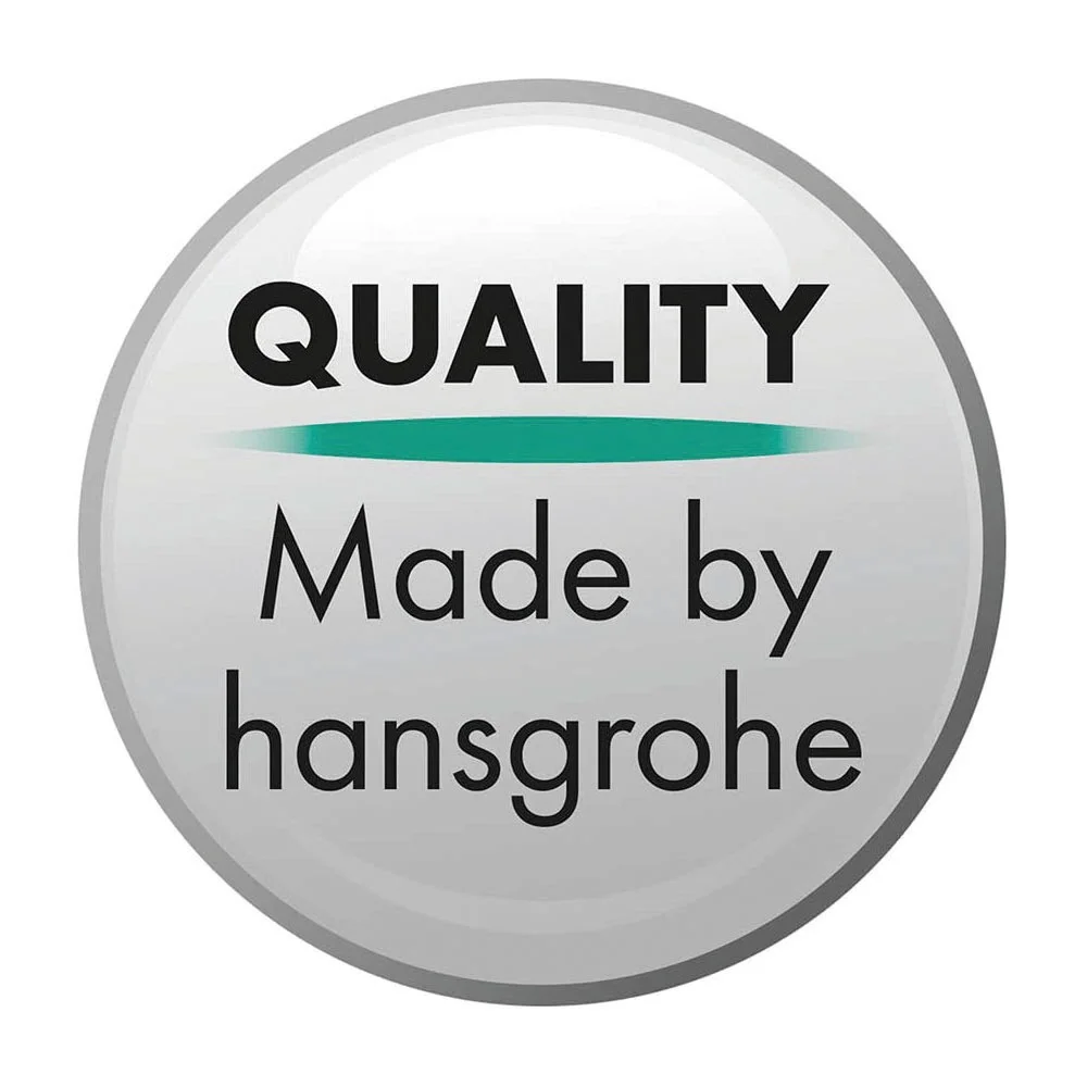 Pieczęć jakości Hansgrohe na szarym tle, hansgrohe
