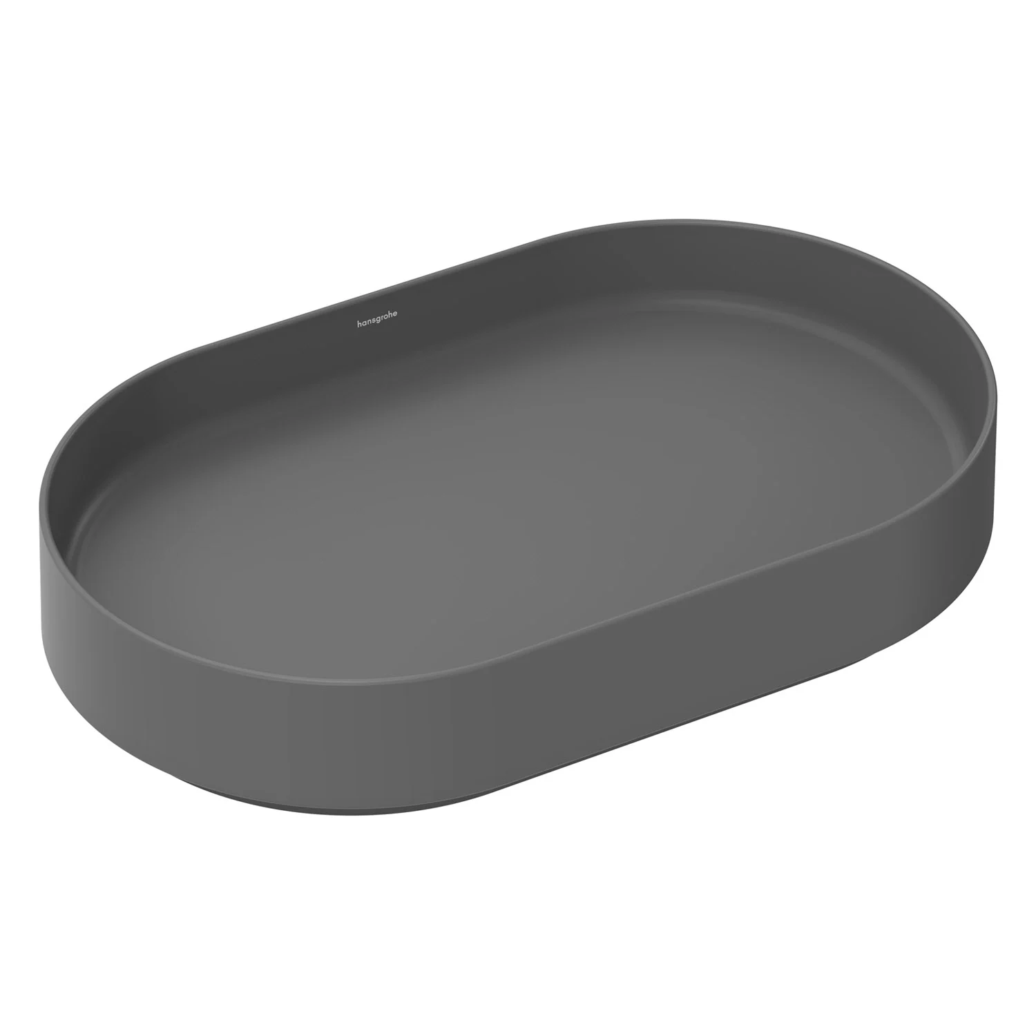 Owalna szara taca z widokiem z boku, hansgrohe