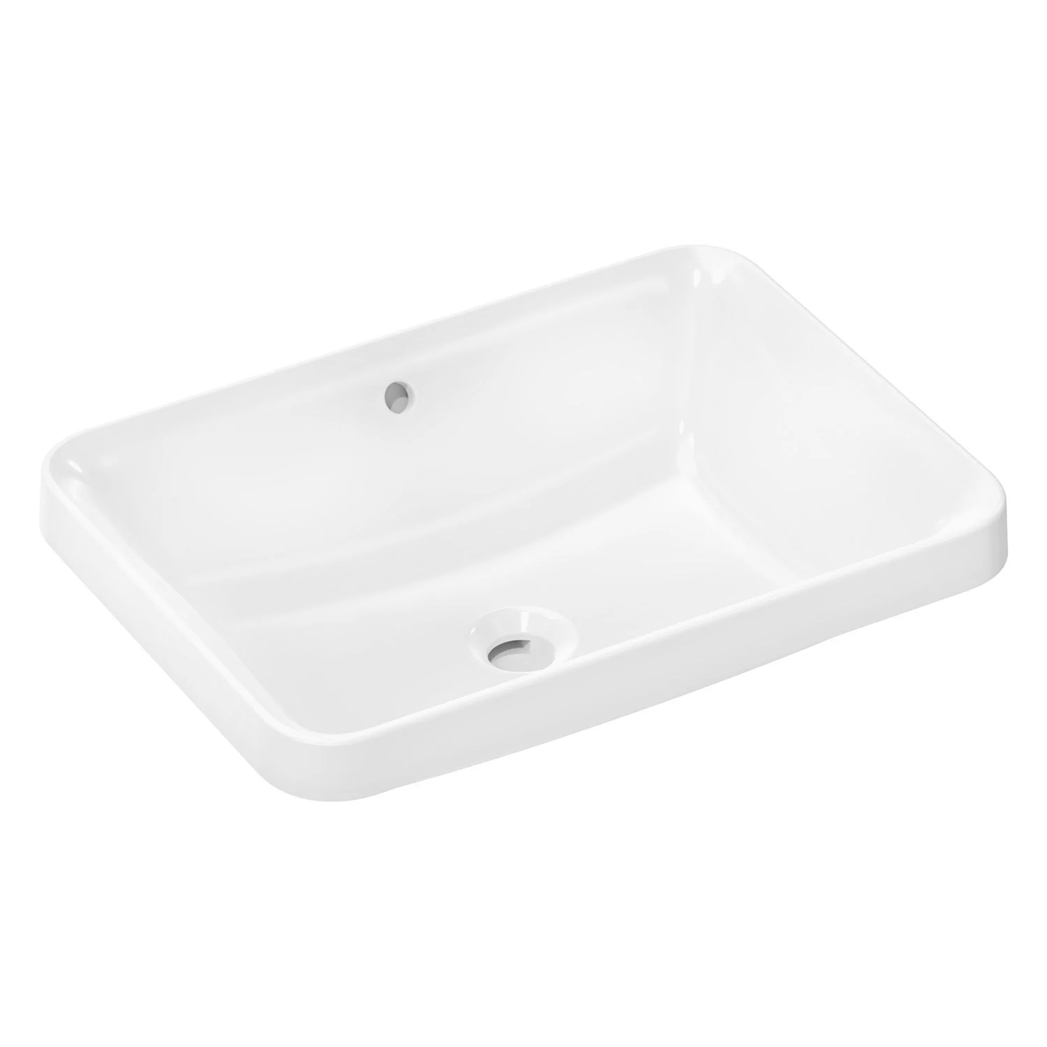 Prostokątna umywalka w bieli, widok z przodu, hansgrohe