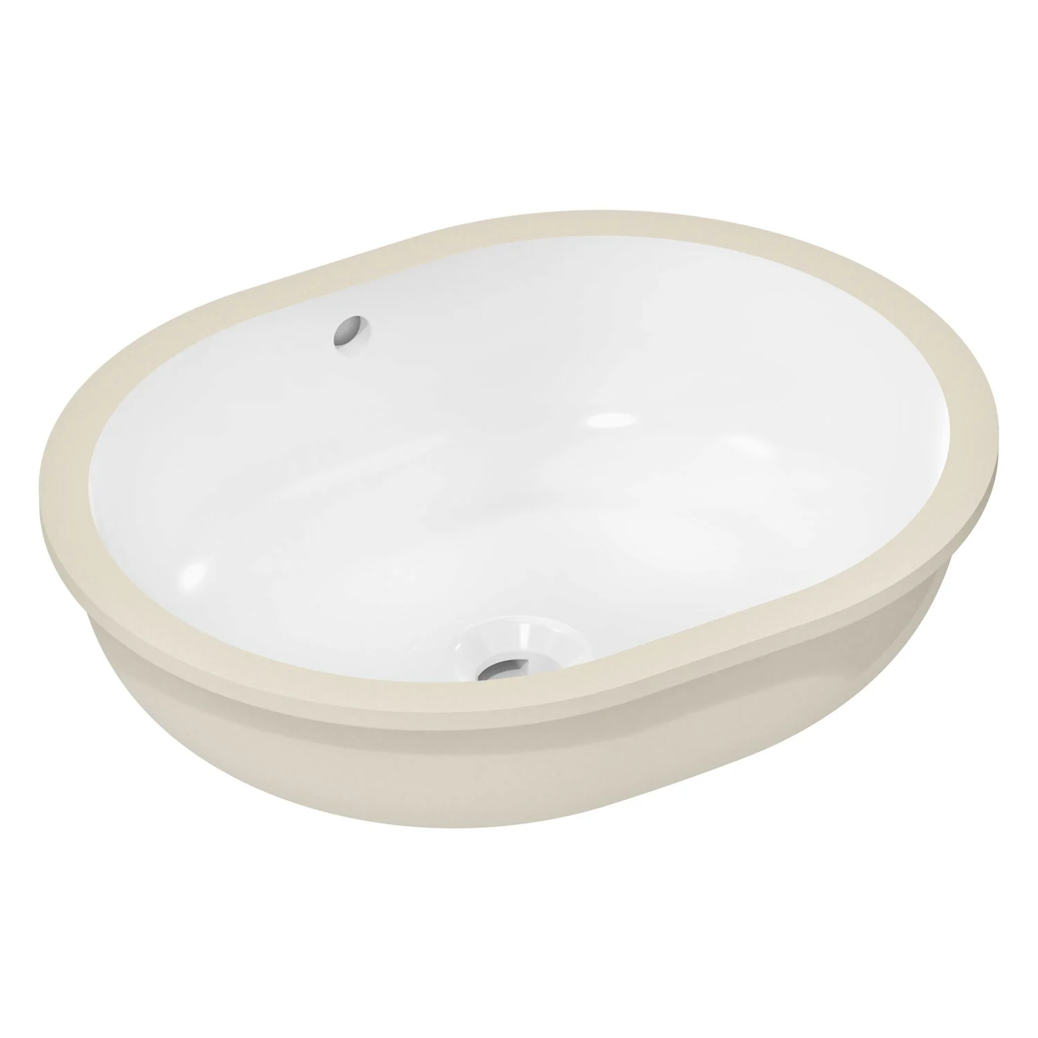 Owalna umywalka podblatowa w bieli, widok z boku, hansgrohe