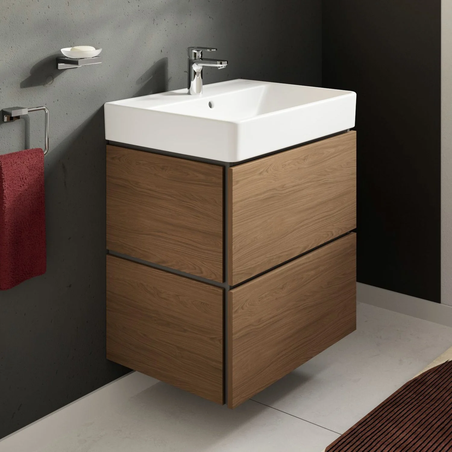 hansgrohe Xilesa E Waschtischunterschrank 60 cm mit Waschtisch und Einhebel-Waschtischarmatur