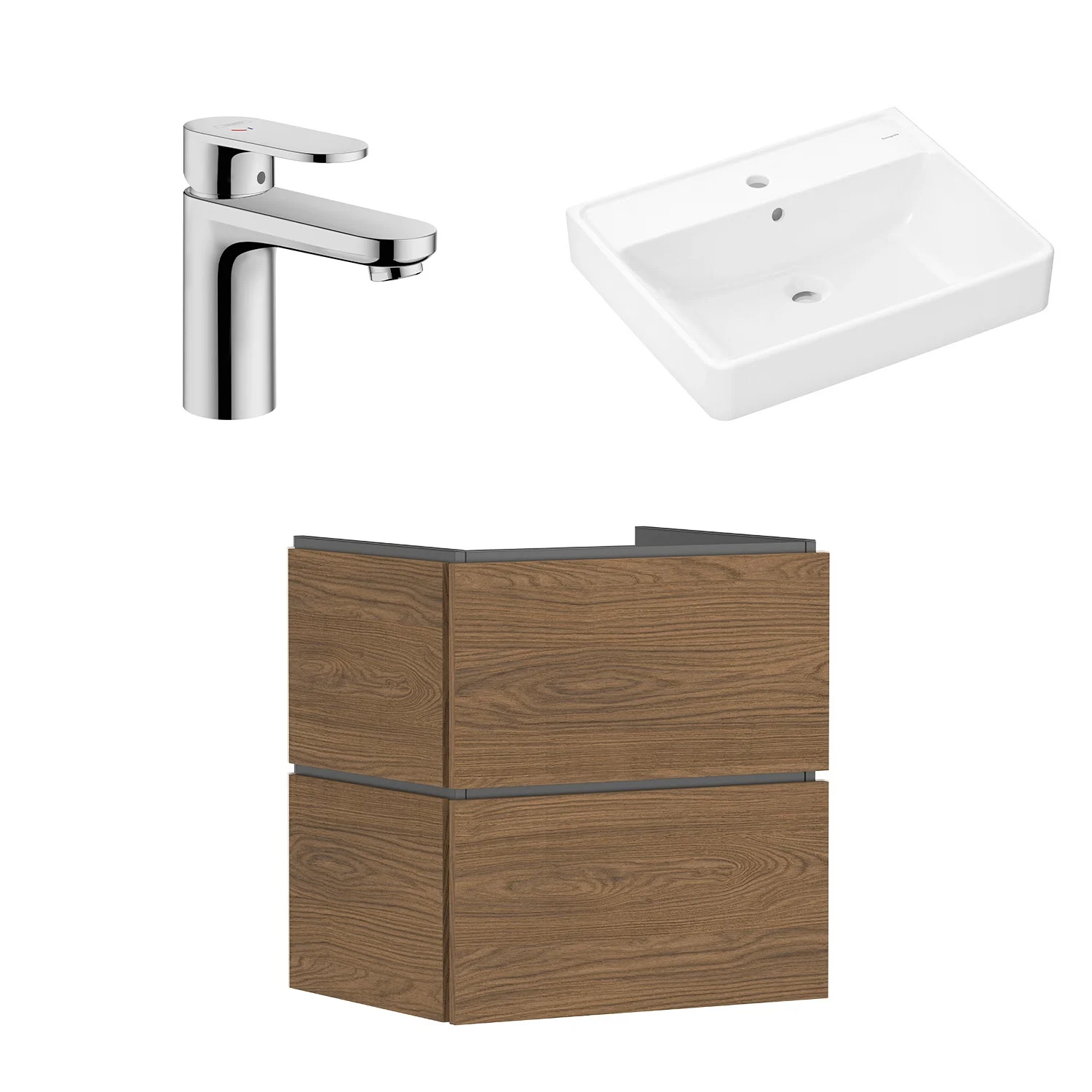 hansgrohe Xilesa E Waschtischunterschrank 60 cm mit Waschtisch und Einhebel-Waschtischarmatur Bild 2