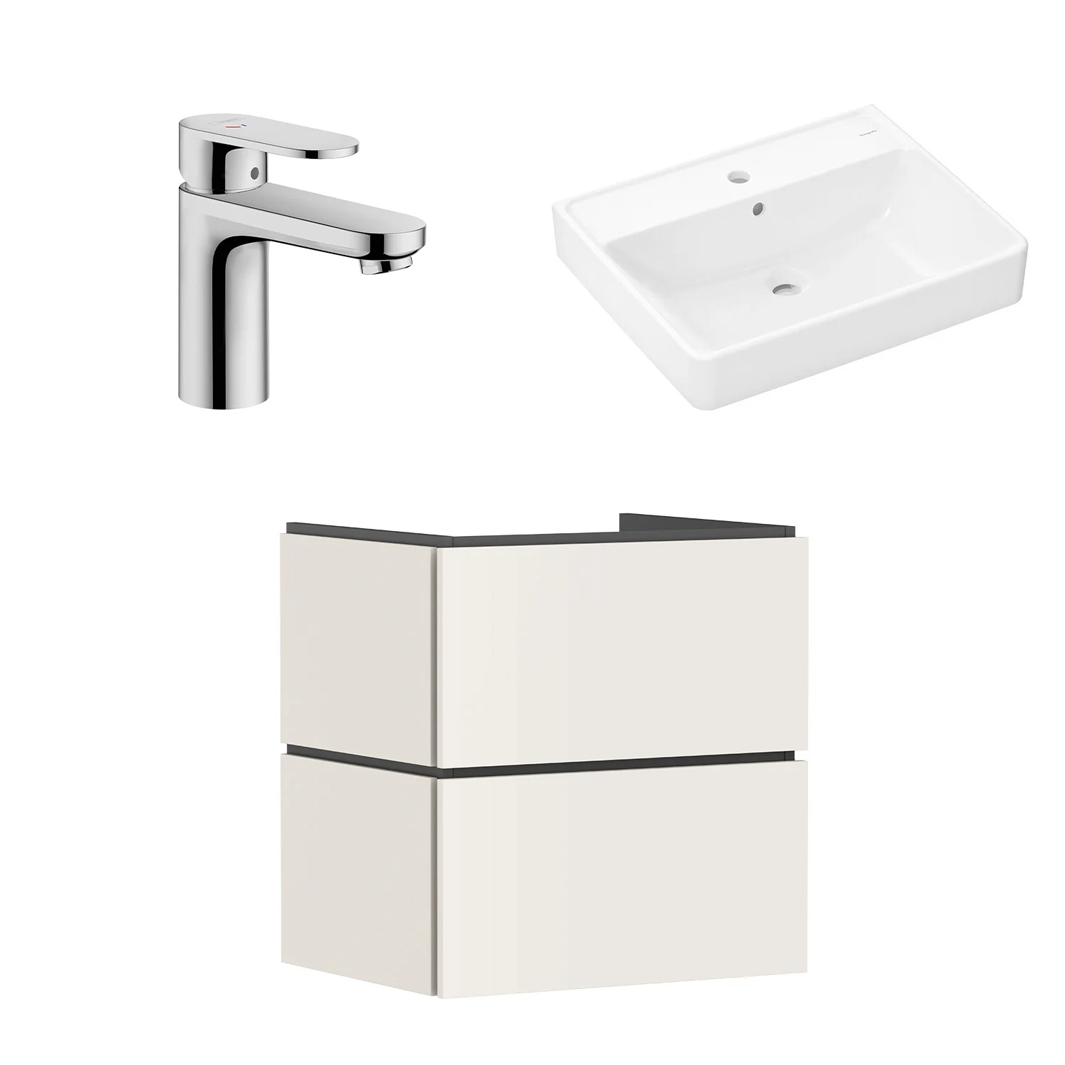 Szafka podumywalkowa Hansgrohe Xilesa E 60 cm z umywalką i jednouchwytową baterią umywalkową Zdjęcie 2